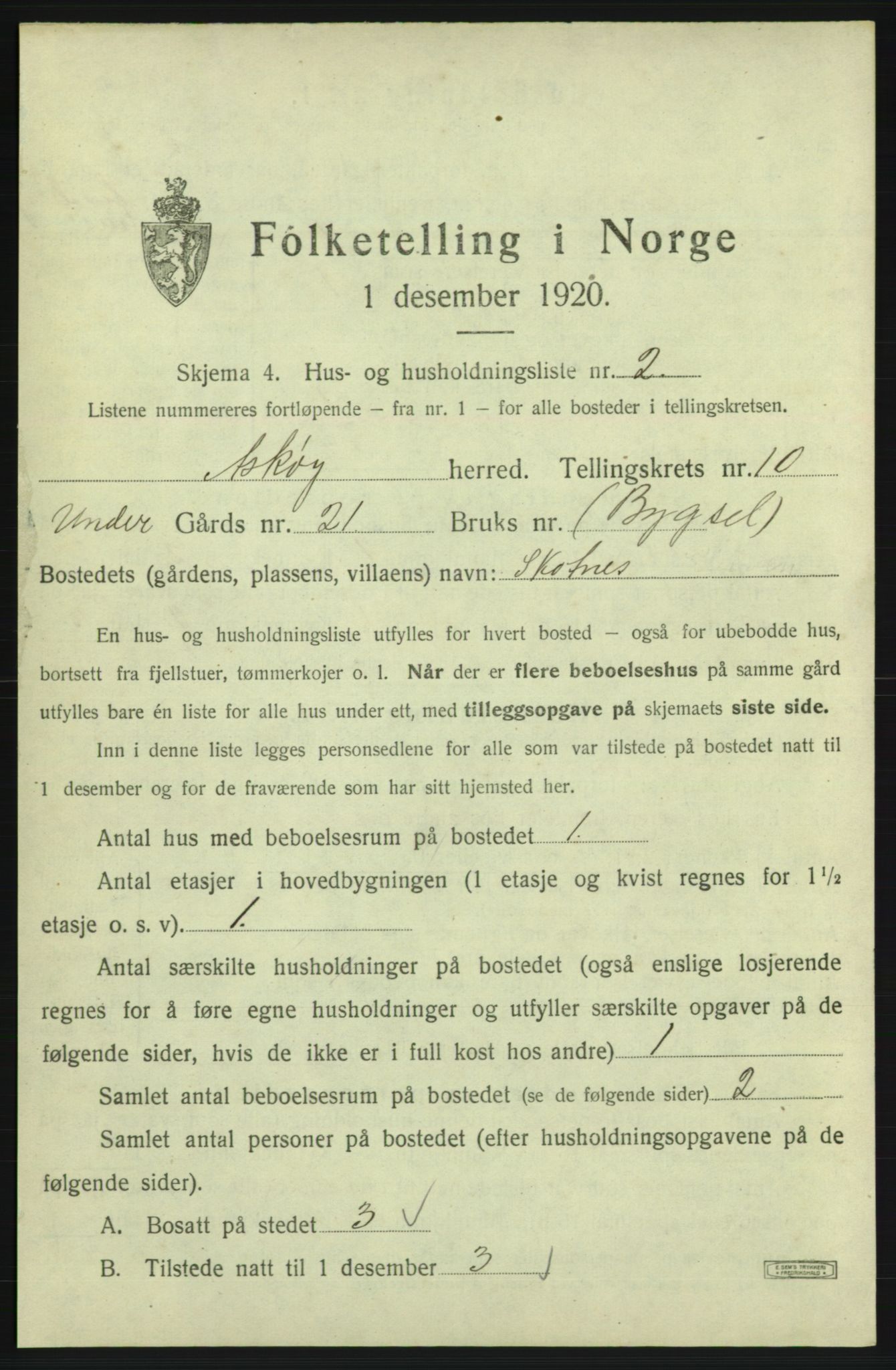 SAB, 1920 census for Askøy, 1920, p. 3373