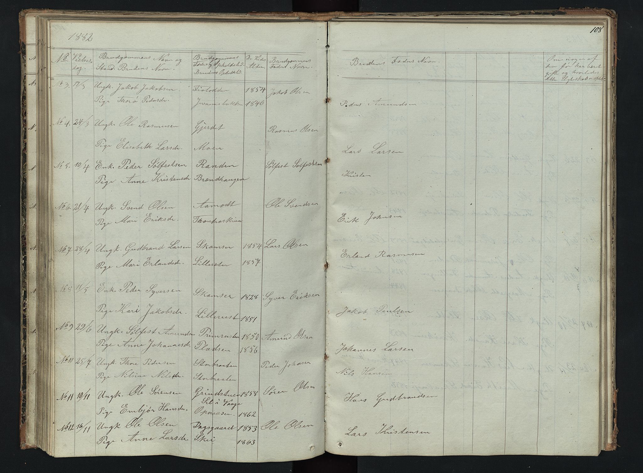 Skjåk prestekontor, SAH/PREST-072/H/Ha/Hab/L0002: Parish register (copy) no. 2, 1867-1894, p. 108
