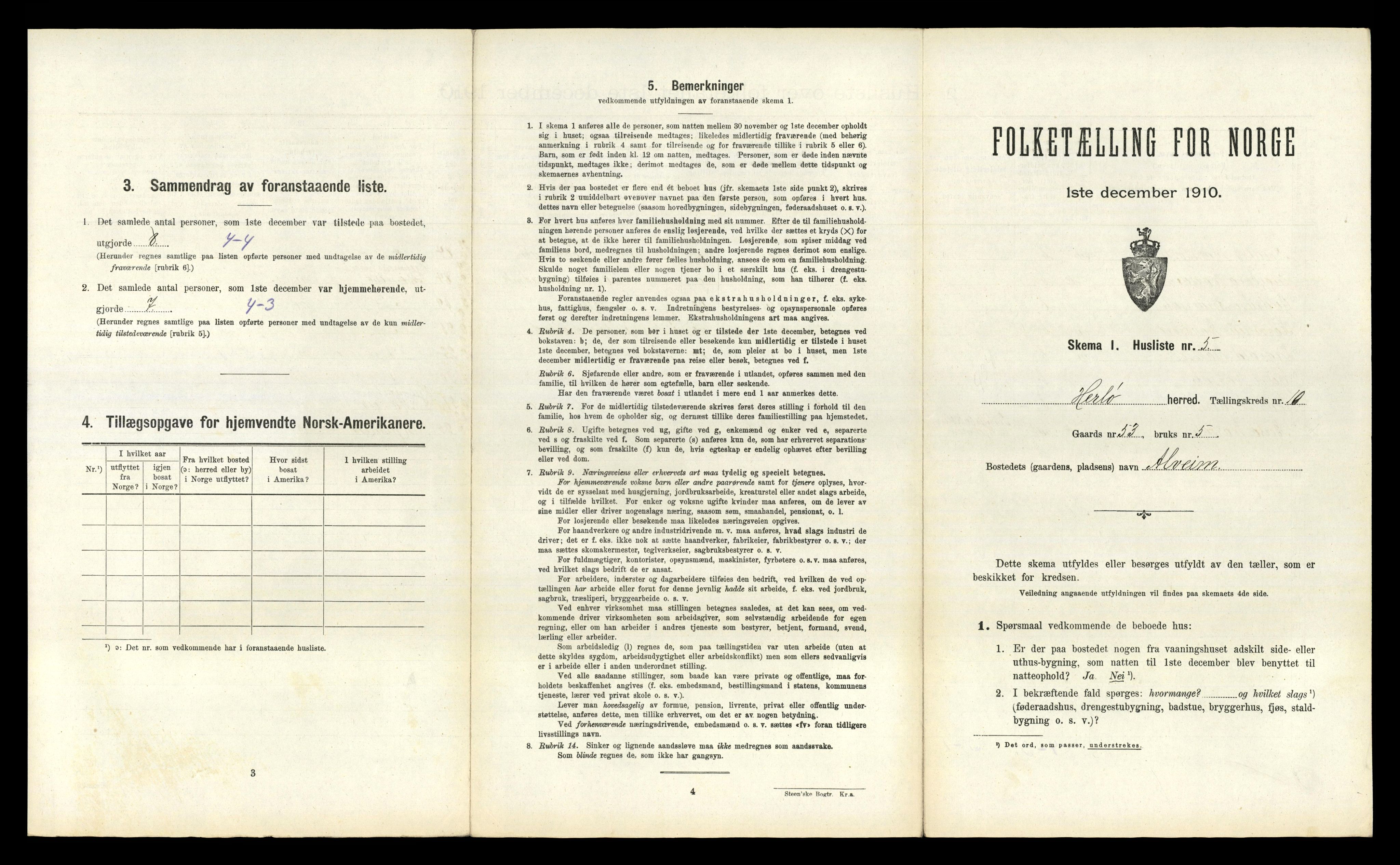 RA, 1910 census for Herdla, 1910, p. 1078