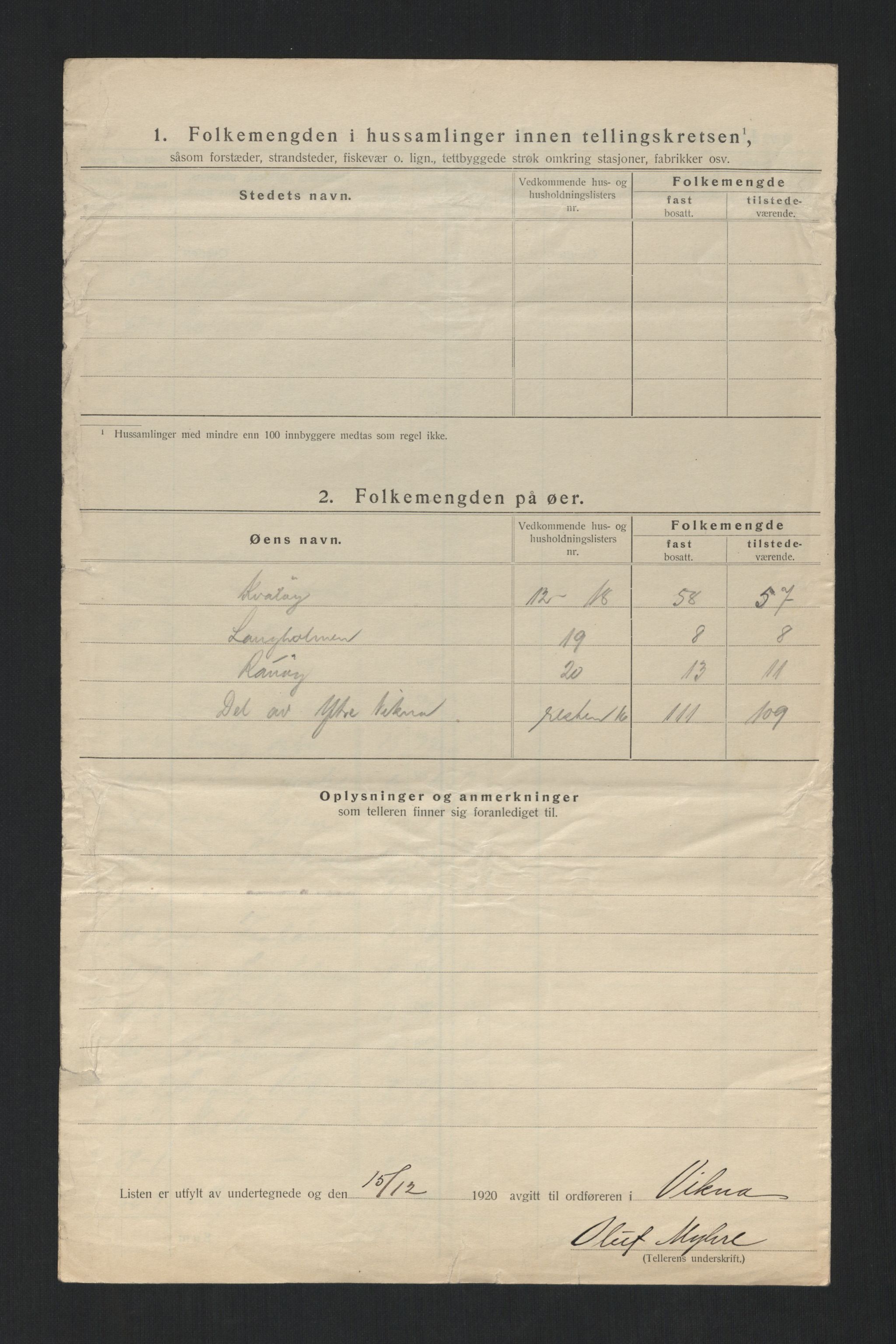 SAT, 1920 census for Vikna, 1920, p. 44