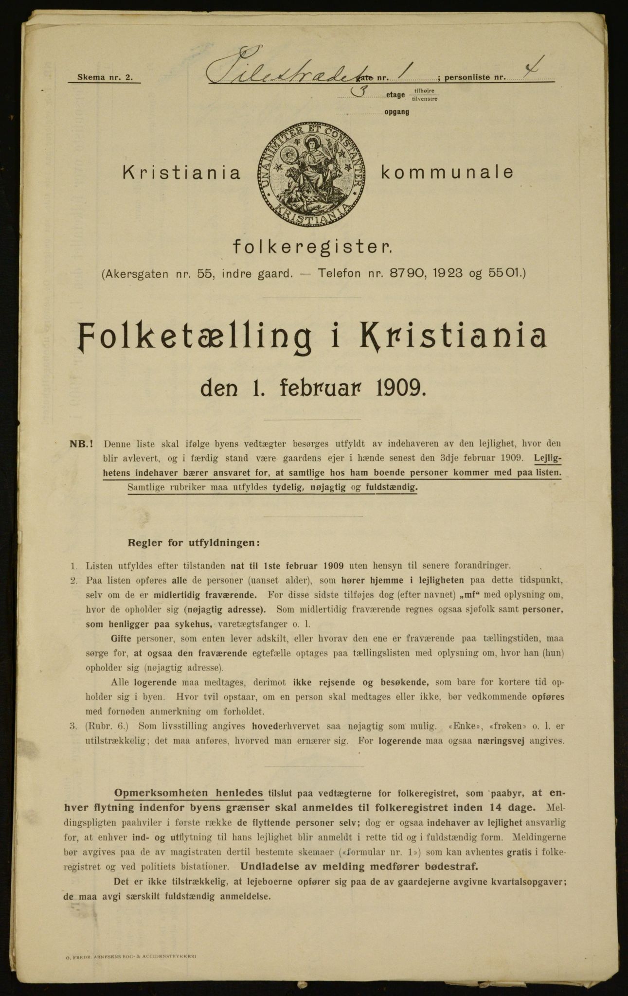 OBA, Municipal Census 1909 for Kristiania, 1909, p. 71381