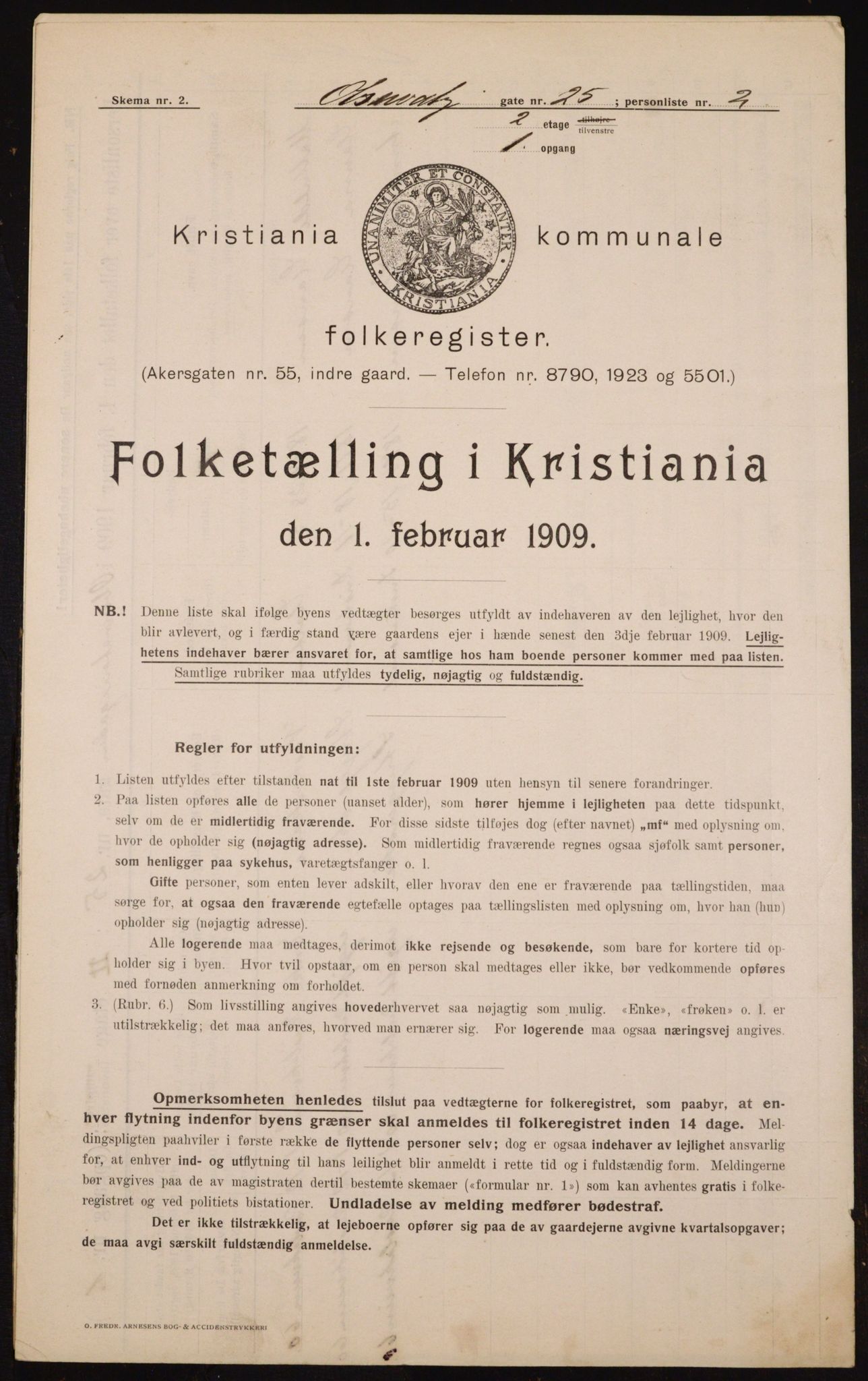 OBA, Municipal Census 1909 for Kristiania, 1909, p. 67382