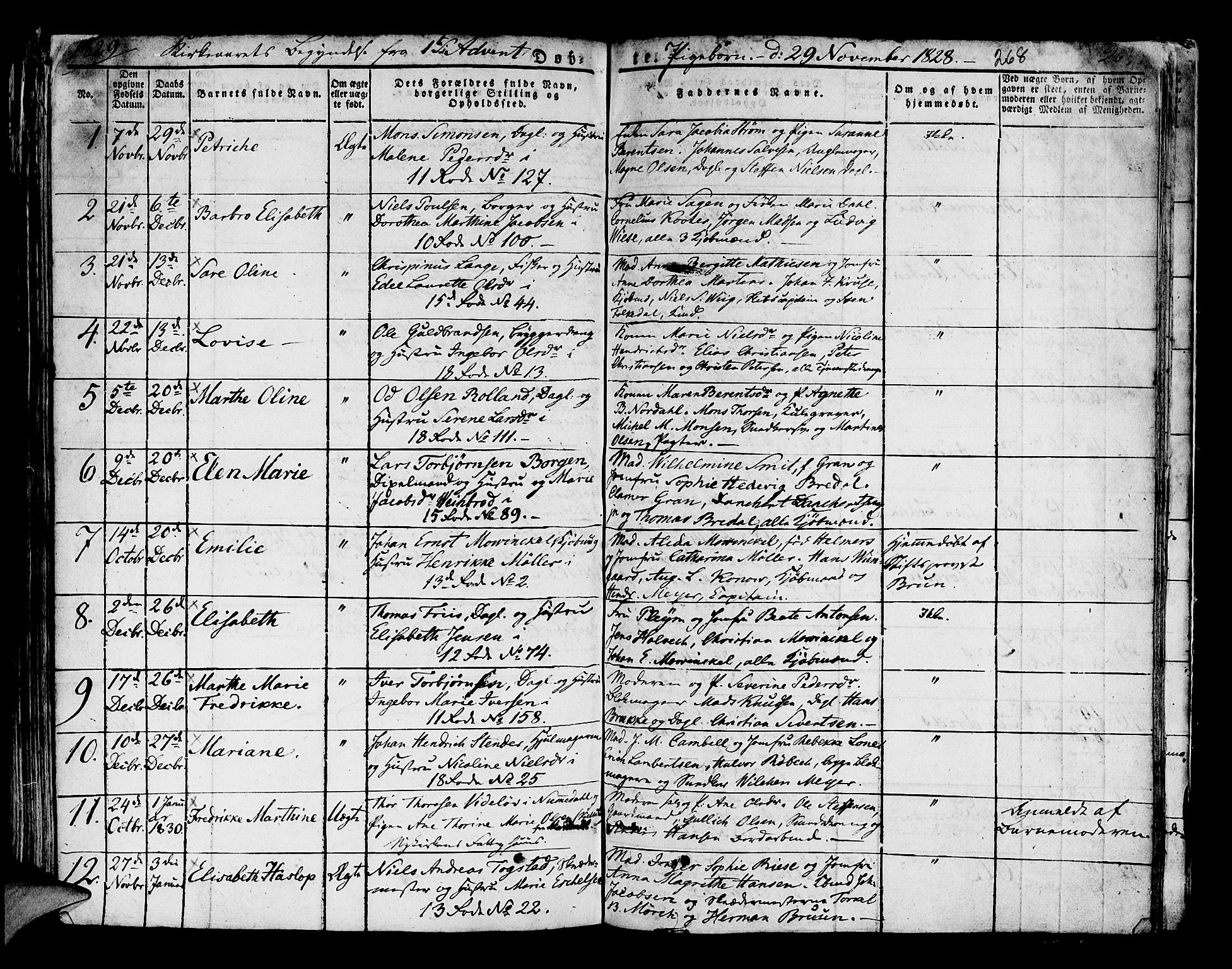 Domkirken sokneprestembete, SAB/A-74801/H/Hab/L0005: Parish register (copy) no. A 5, 1821-1830, p. 268