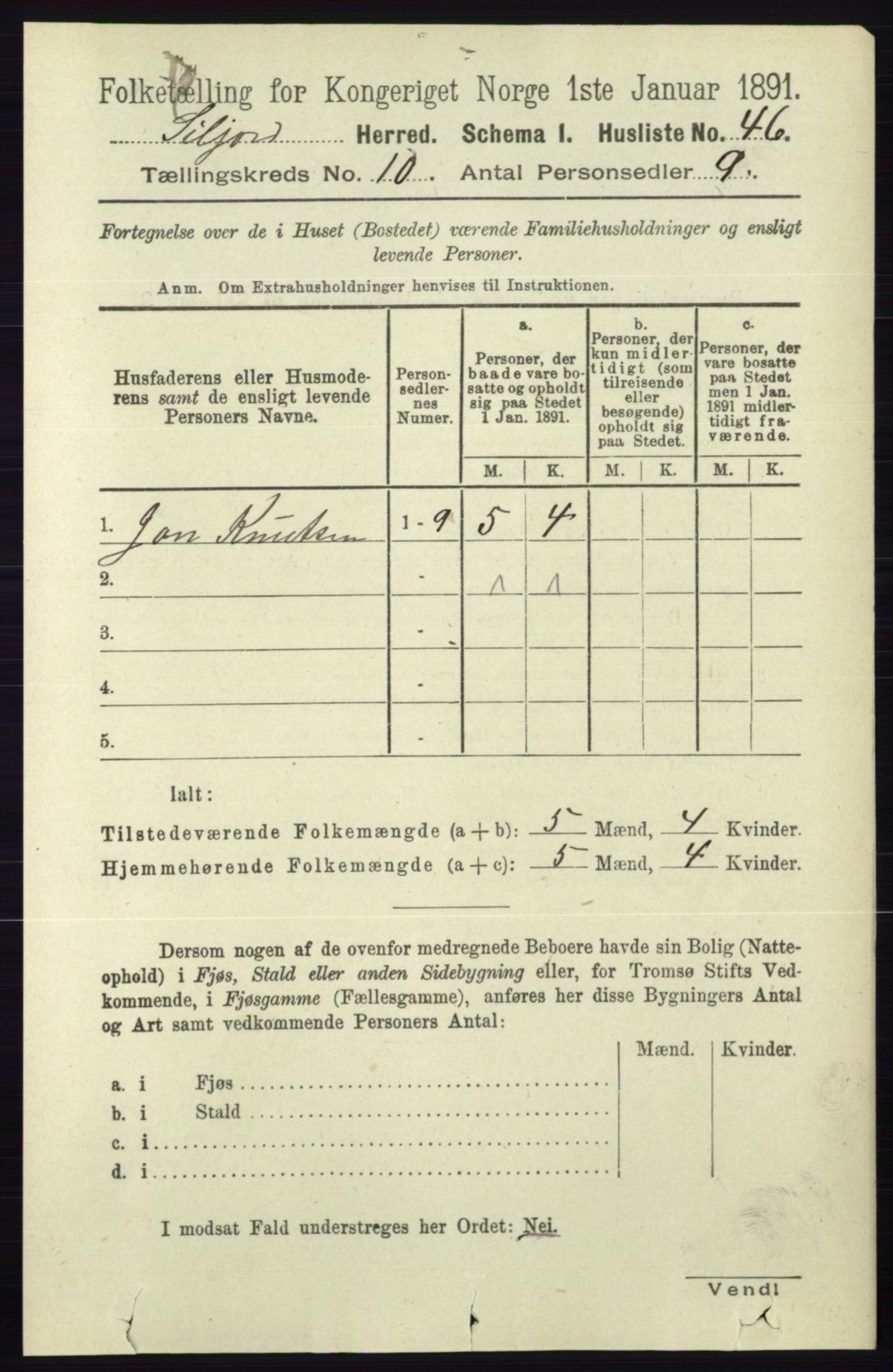 RA, 1891 census for 0828 Seljord, 1891, p. 3449