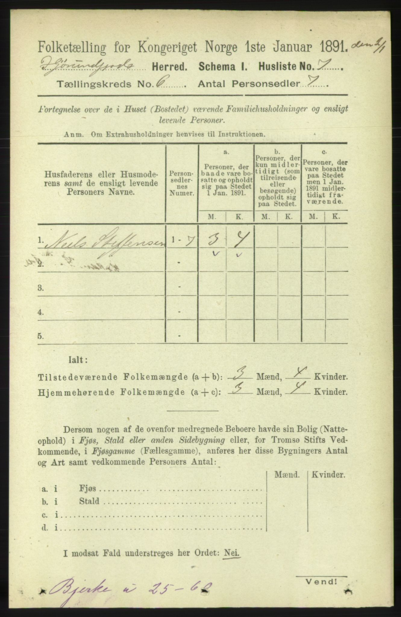 RA, 1891 census for 1522 Hjørundfjord, 1891, p. 1167