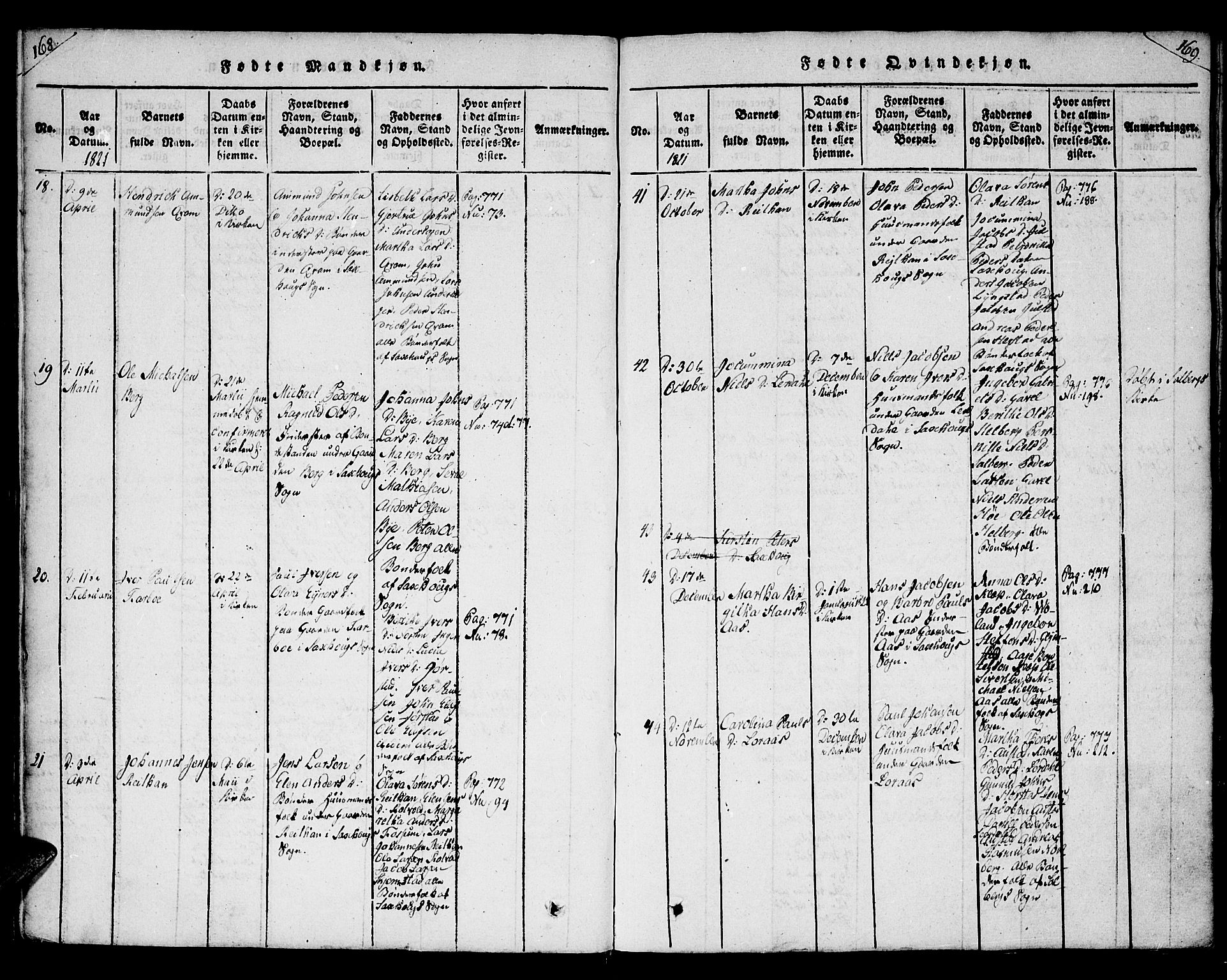 Ministerialprotokoller, klokkerbøker og fødselsregistre - Nord-Trøndelag, SAT/A-1458/730/L0275: Parish register (official) no. 730A04, 1816-1822, p. 168-169