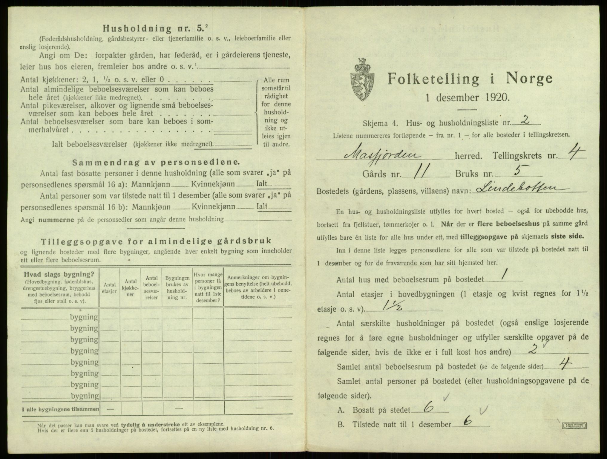 SAB, 1920 census for Masfjorden, 1920, p. 199