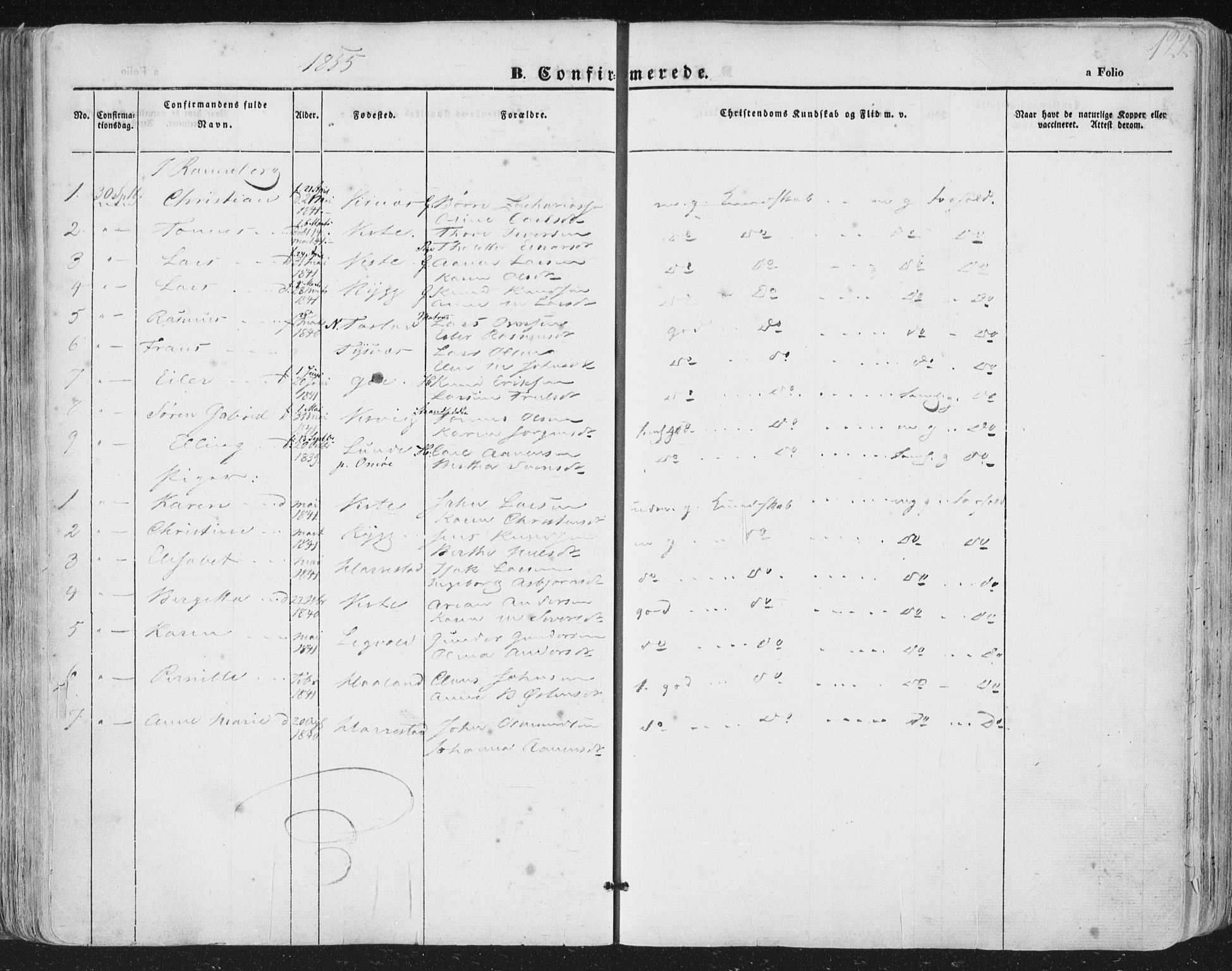 Hetland sokneprestkontor, AV/SAST-A-101826/30/30BA/L0002: Parish register (official) no. A 2, 1849-1869, p. 122