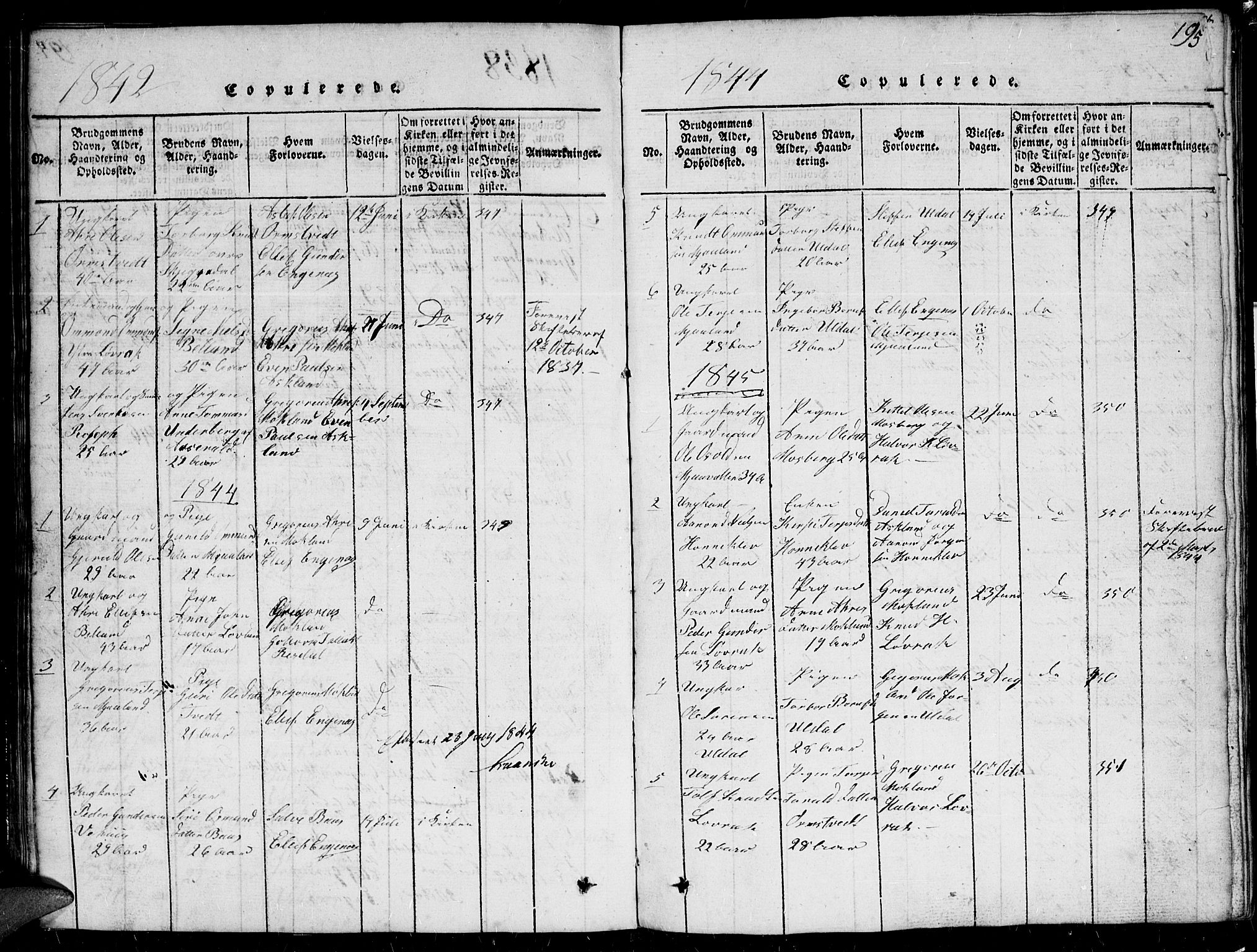 Herefoss sokneprestkontor, AV/SAK-1111-0019/F/Fb/Fbc/L0001: Parish register (copy) no. B 1, 1816-1866, p. 195