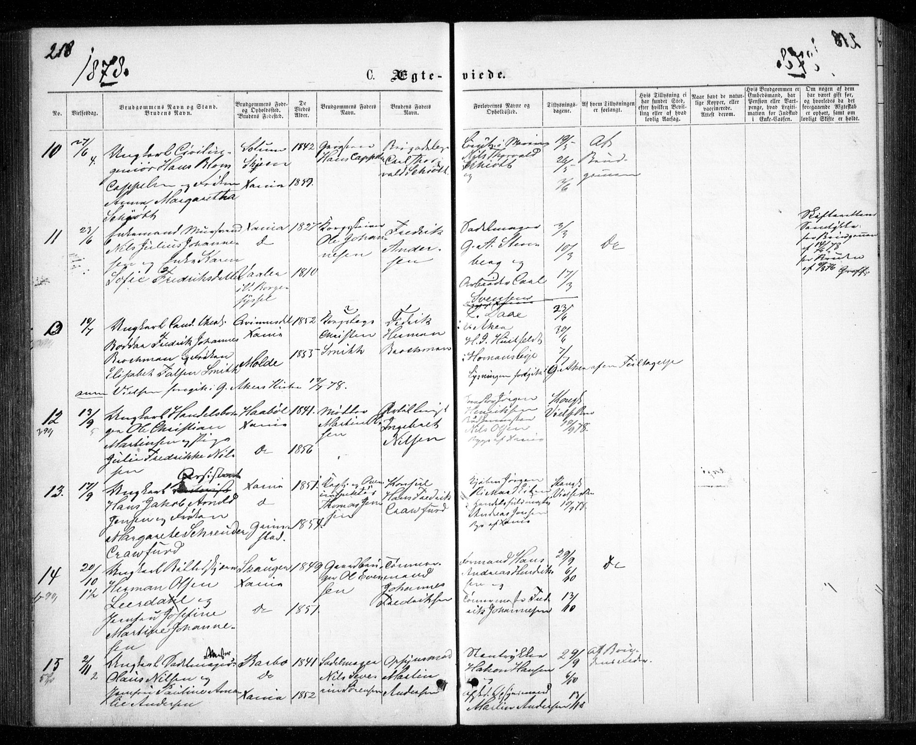 Garnisonsmenigheten Kirkebøker, SAO/A-10846/G/Ga/L0006: Parish register (copy) no. 6, 1860-1880, p. 218