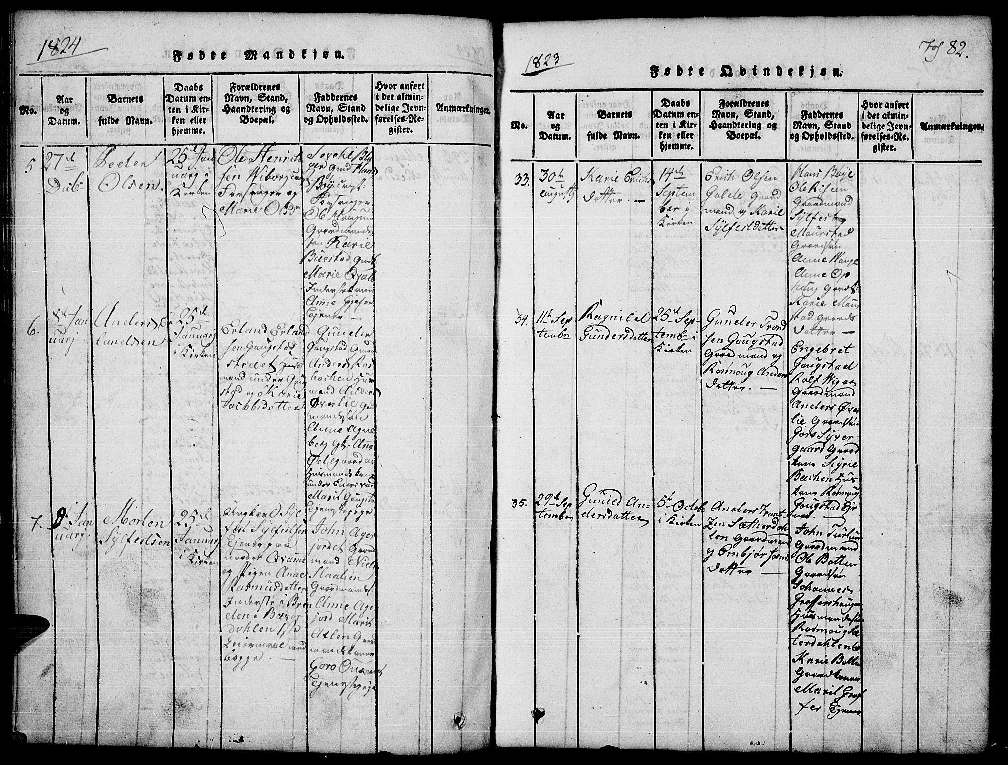 Lom prestekontor, SAH/PREST-070/L/L0001: Parish register (copy) no. 1, 1815-1836, p. 82