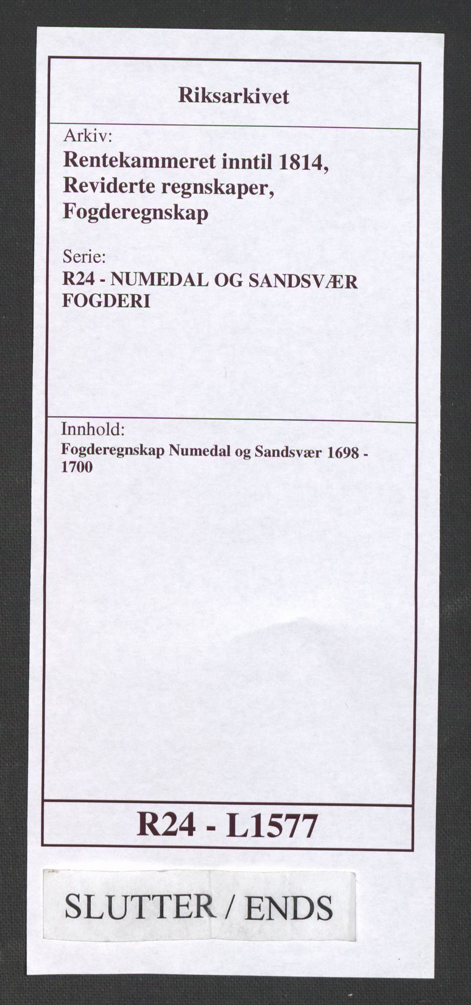 Rentekammeret inntil 1814, Reviderte regnskaper, Fogderegnskap, RA/EA-4092/R24/L1577: Fogderegnskap Numedal og Sandsvær, 1698-1700, p. 367