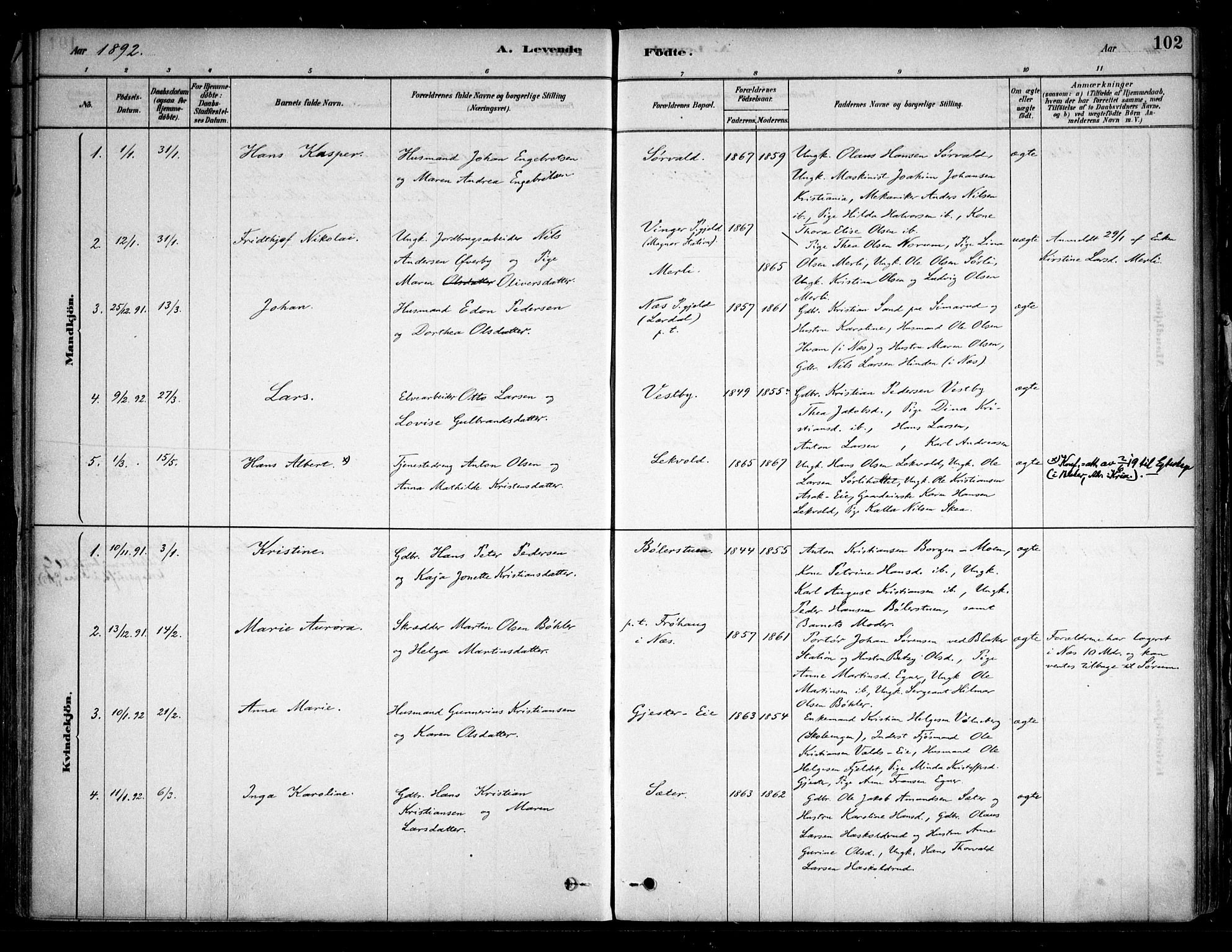 Sørum prestekontor Kirkebøker, AV/SAO-A-10303/F/Fa/L0007: Parish register (official) no. I 7, 1878-1914, p. 102