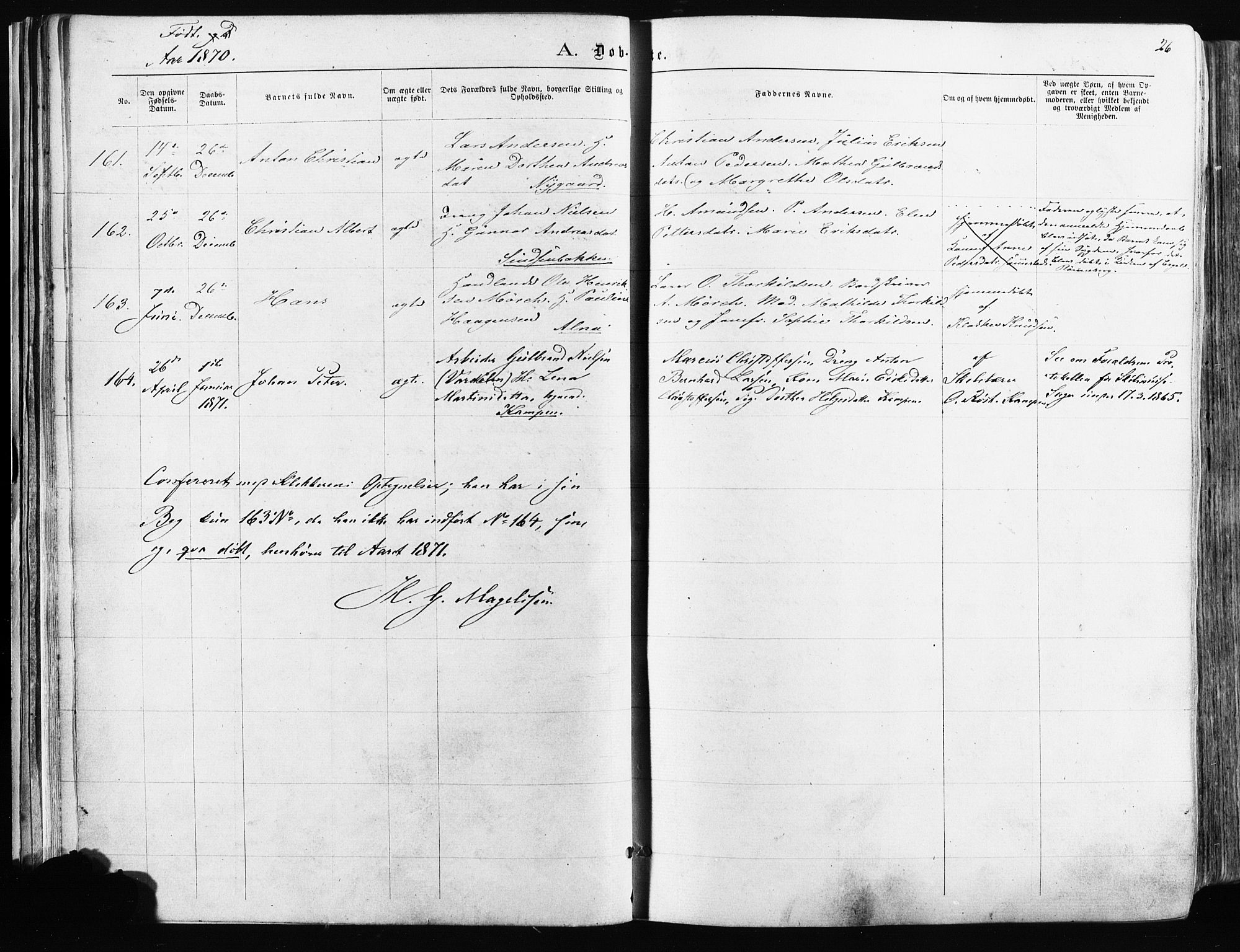 Østre Aker prestekontor Kirkebøker, SAO/A-10840/F/Fa/L0003: Parish register (official) no. I 3, 1869-1875, p. 26