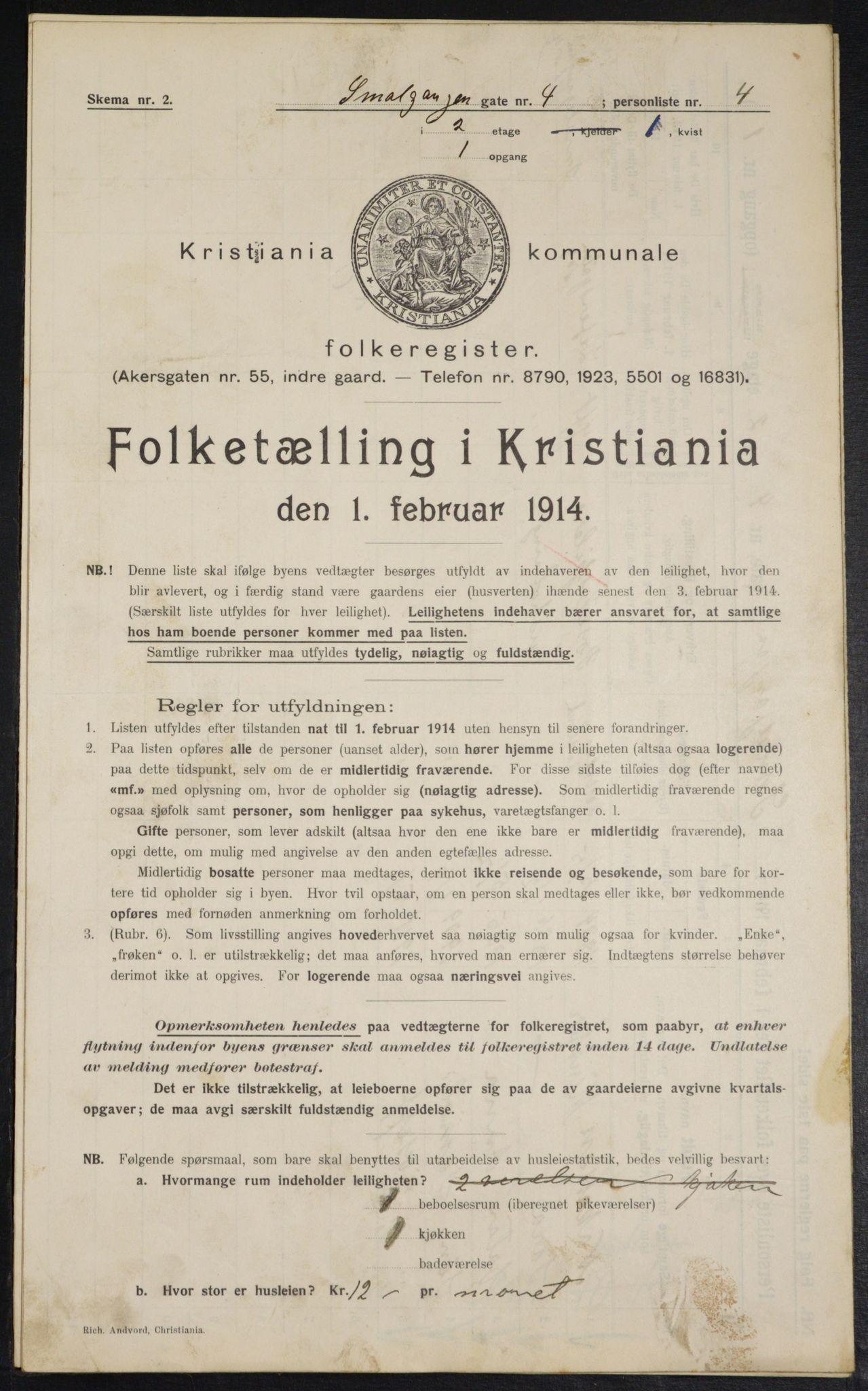 OBA, Municipal Census 1914 for Kristiania, 1914, p. 96851