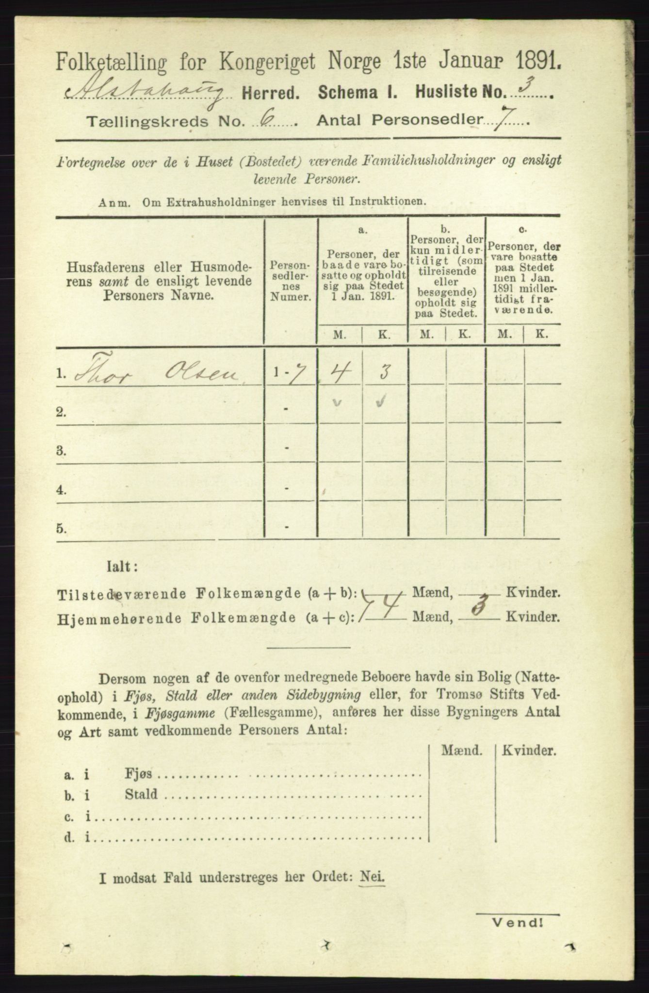 RA, 1891 census for 1820 Alstahaug, 1891, p. 2047