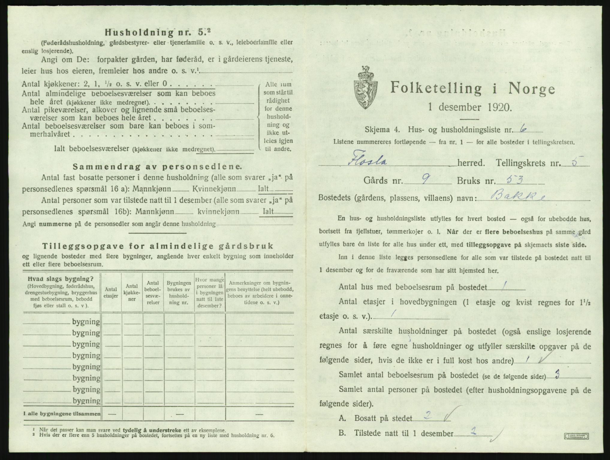 SAK, 1920 census for Flosta, 1920, p. 552