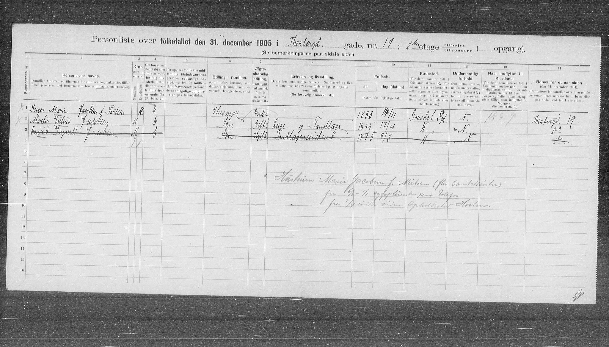 OBA, Municipal Census 1905 for Kristiania, 1905, p. 56403