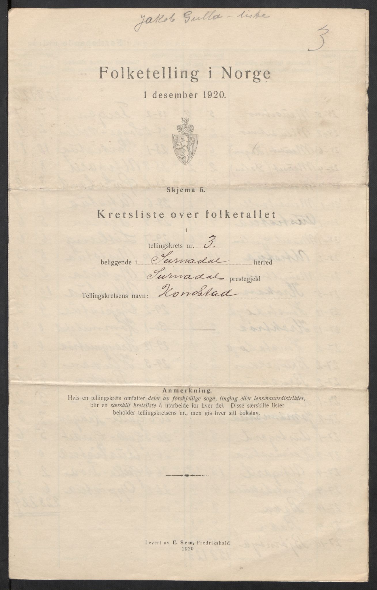 SAT, 1920 census for Surnadal, 1920, p. 12