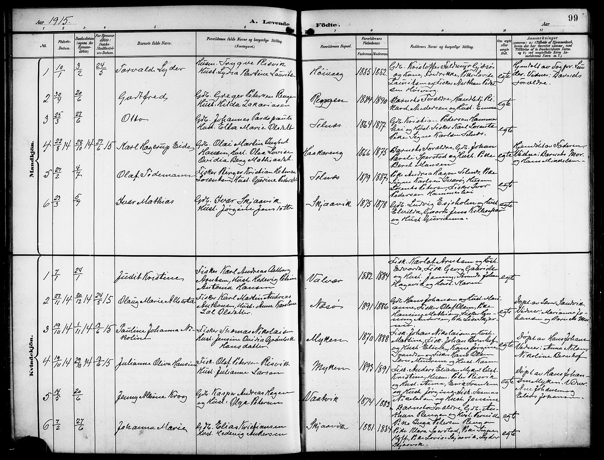 Ministerialprotokoller, klokkerbøker og fødselsregistre - Nordland, AV/SAT-A-1459/841/L0621: Parish register (copy) no. 841C05, 1897-1923, p. 99