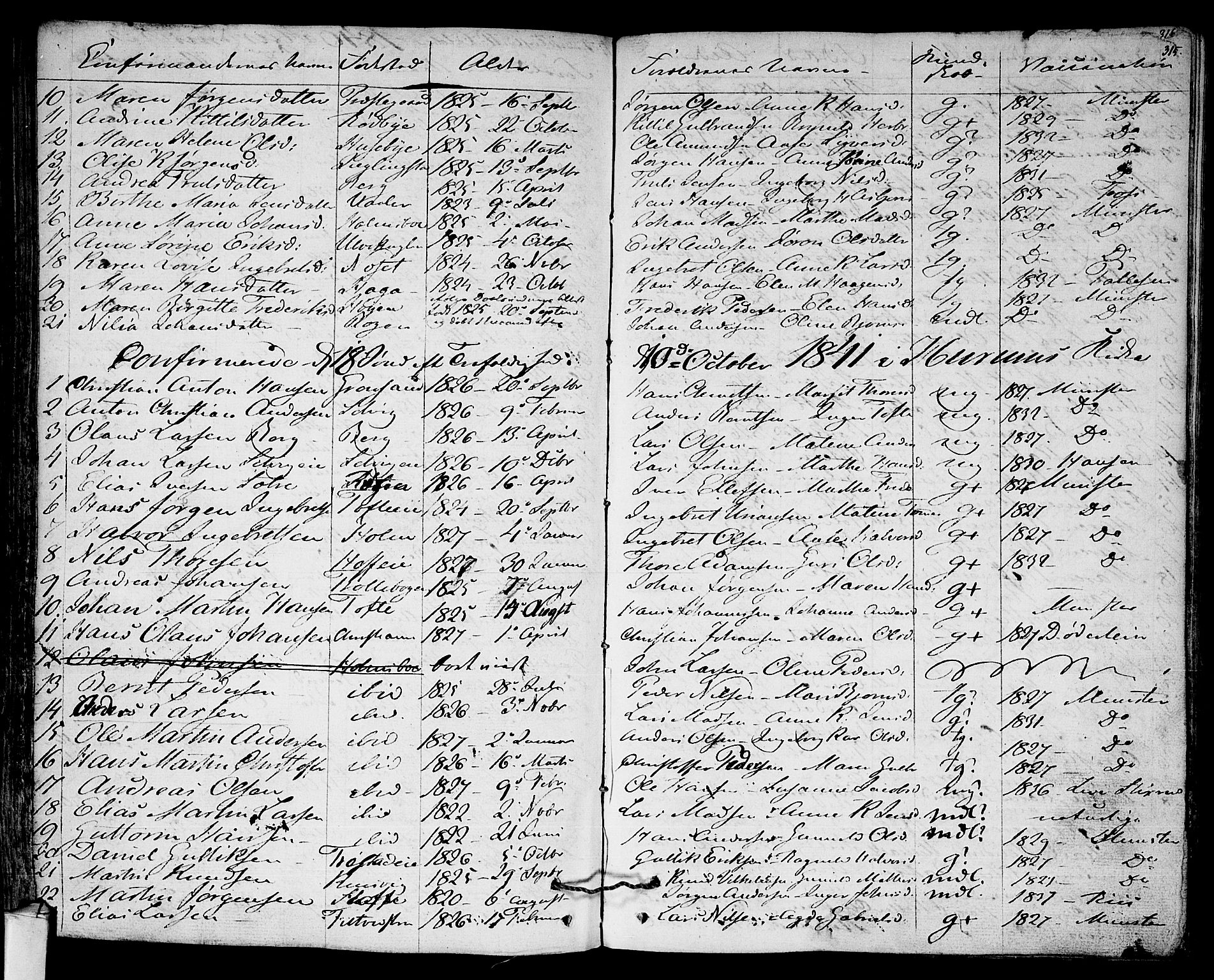 Hurum kirkebøker, SAKO/A-229/F/Fa/L0010: Parish register (official) no. 10, 1827-1846, p. 315