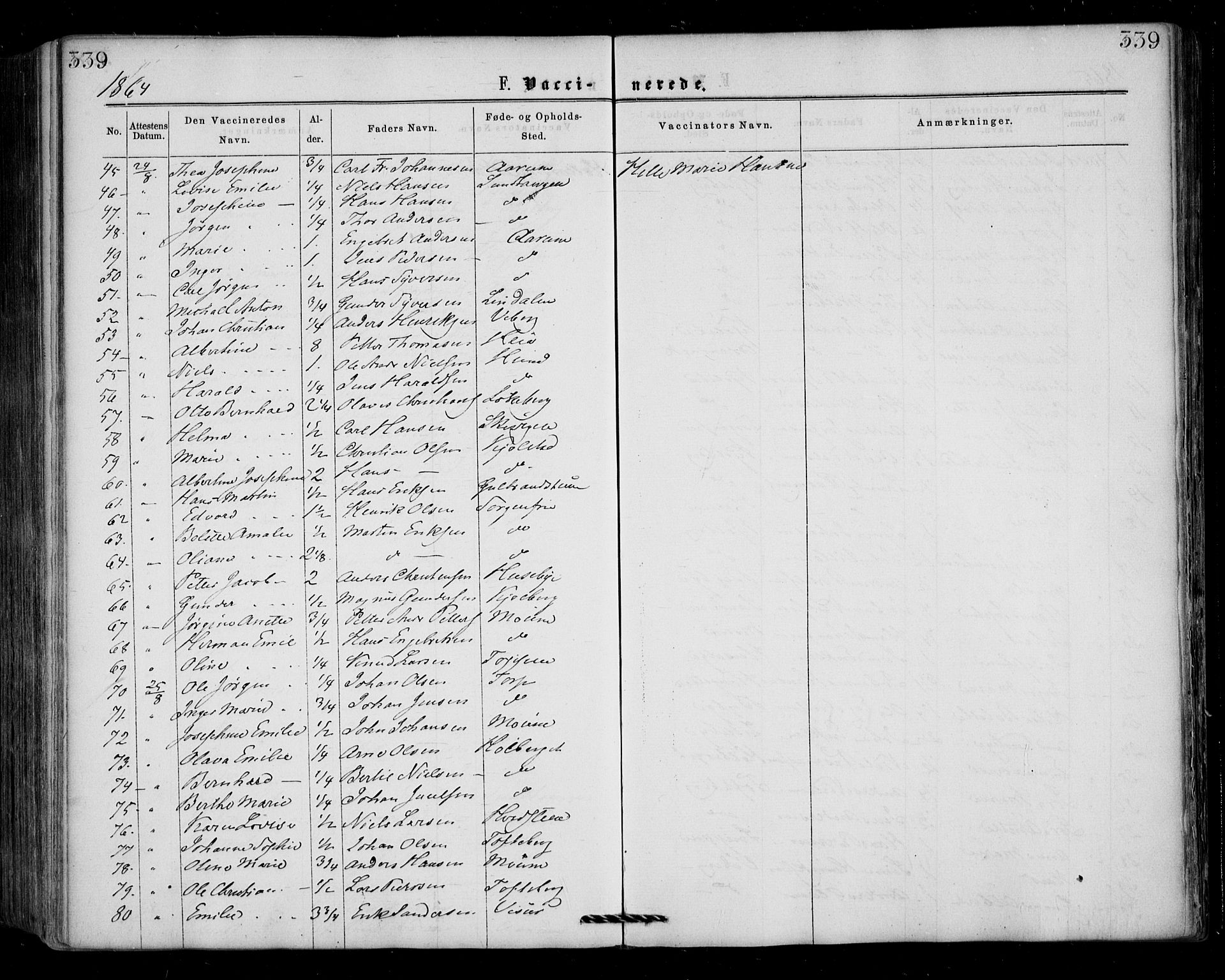 Borge prestekontor Kirkebøker, SAO/A-10903/F/Fa/L0006: Parish register (official) no. I 6, 1861-1874, p. 339