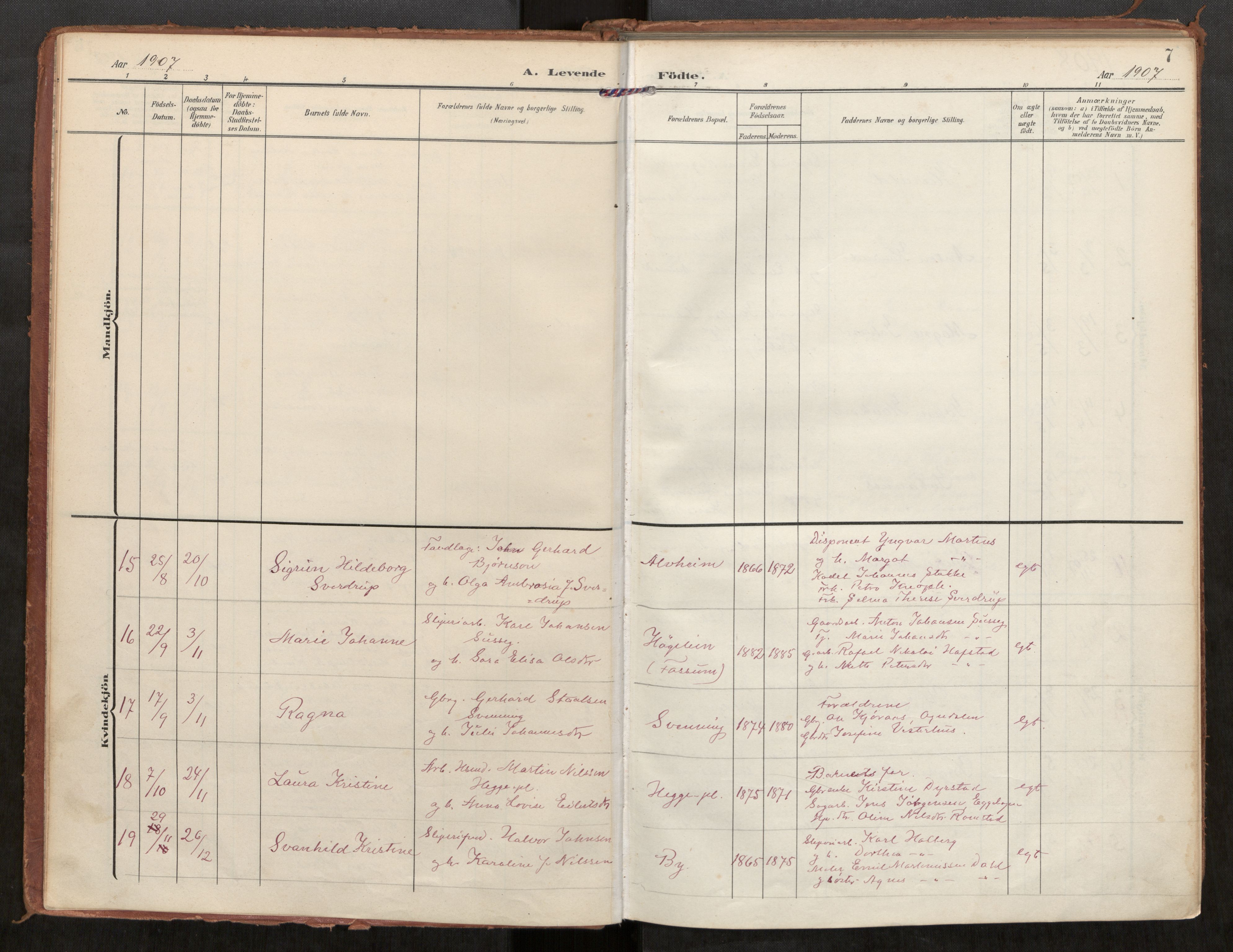 Steinkjer sokneprestkontor, AV/SAT-A-1541/01/H/Ha/Haa/L0002: Parish register (official) no. 2, 1907-1917, p. 7