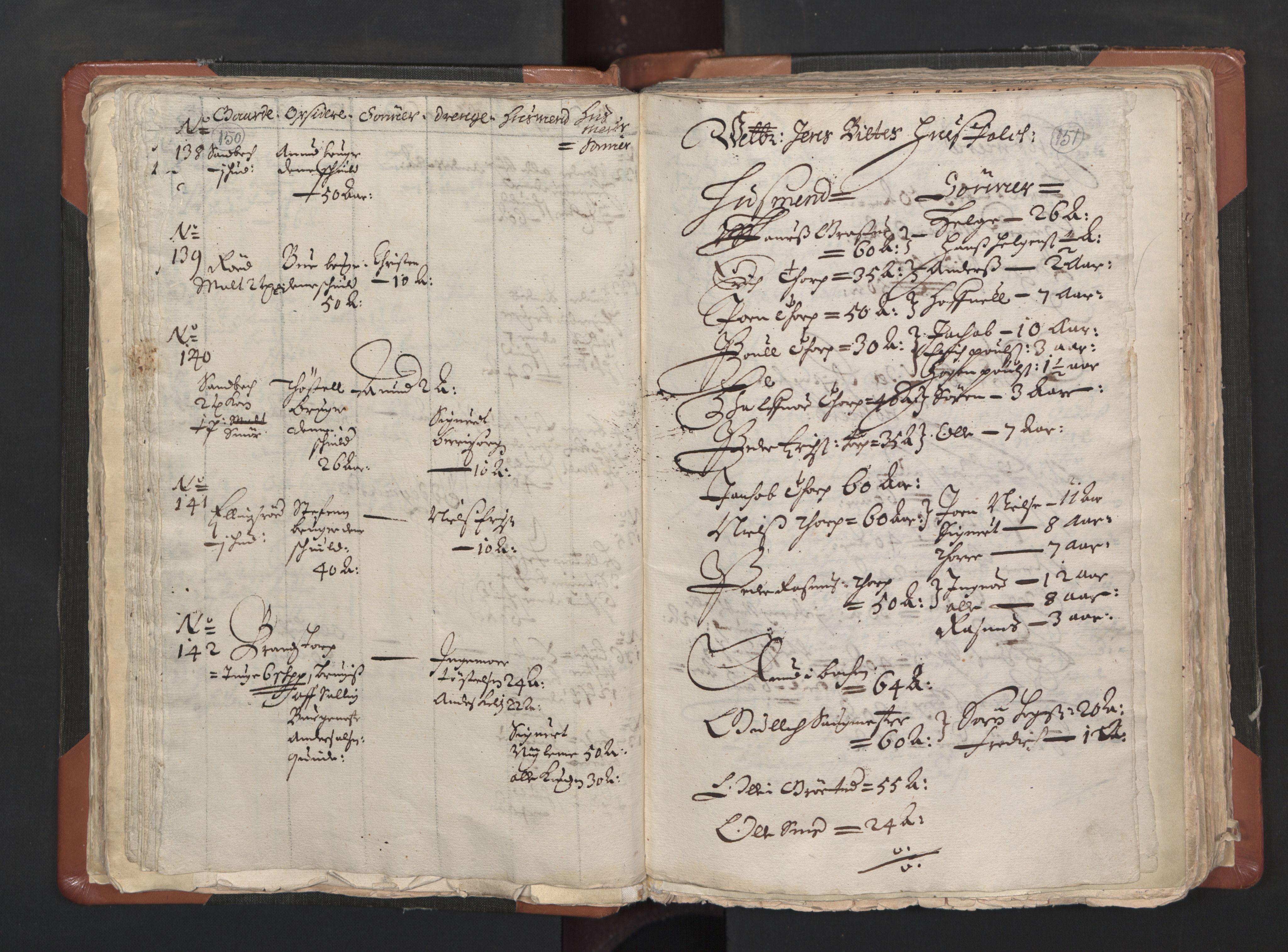 RA, Vicar's Census 1664-1666, no. 1: Nedre Borgesyssel deanery, 1664-1666, p. 150-151