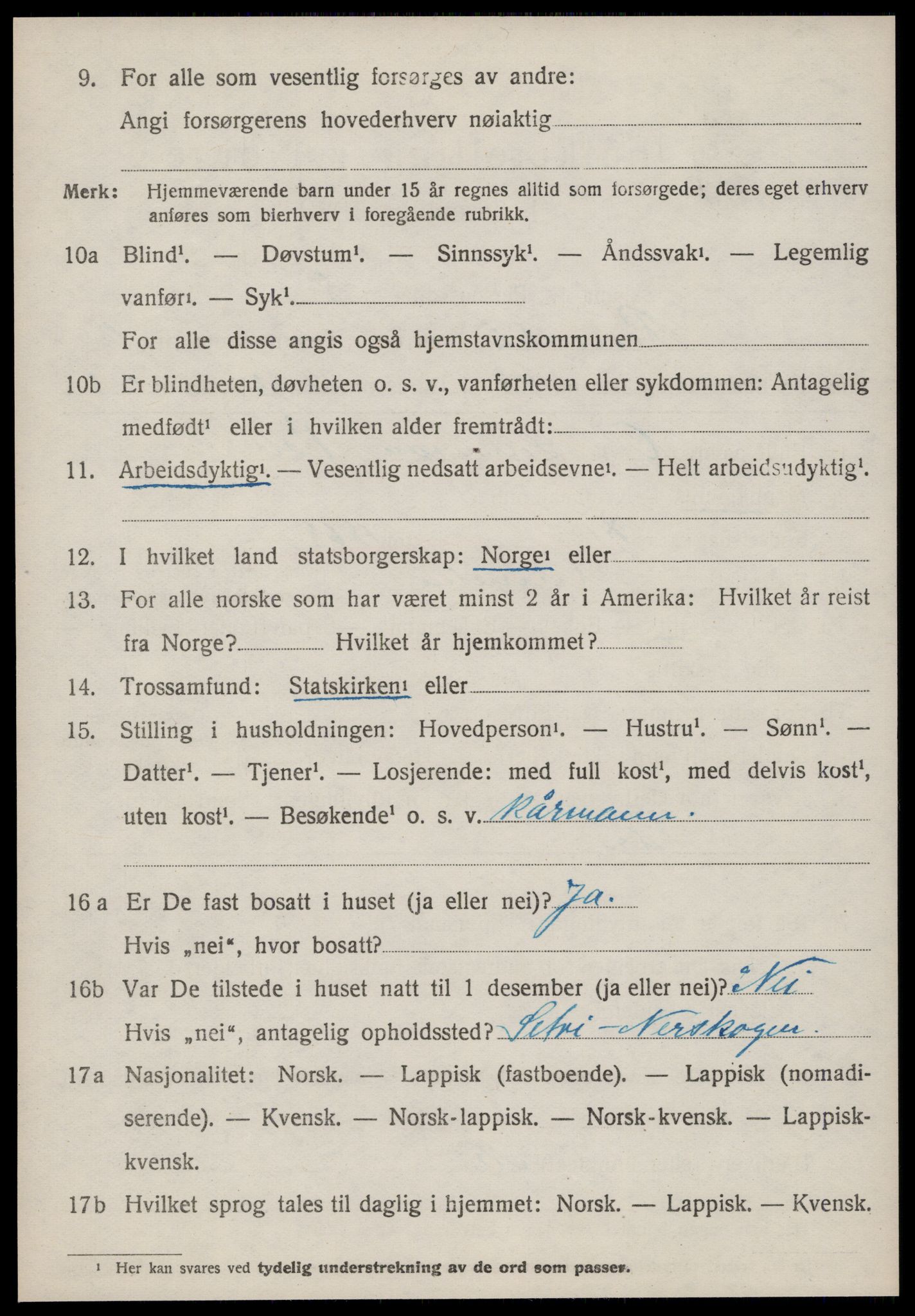 SAT, 1920 census for Rennebu, 1920, p. 1777