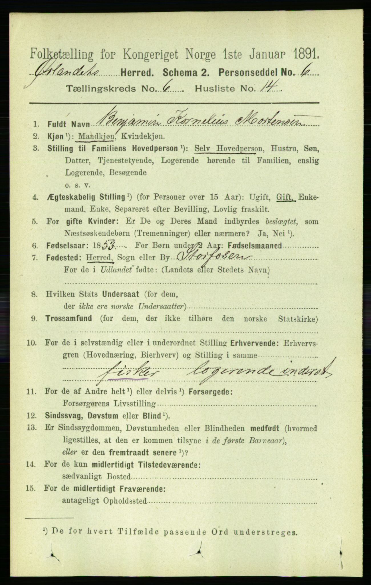 RA, 1891 census for 1621 Ørland, 1891, p. 1932
