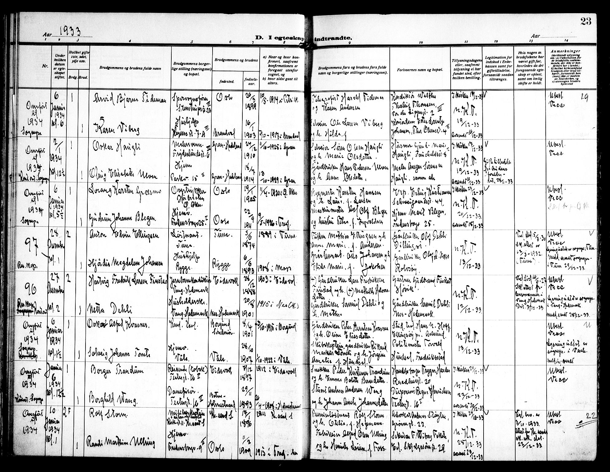 Trefoldighet prestekontor Kirkebøker, AV/SAO-A-10882/H/Ha/L0005: Banns register no. 5, 1932-1952, p. 23