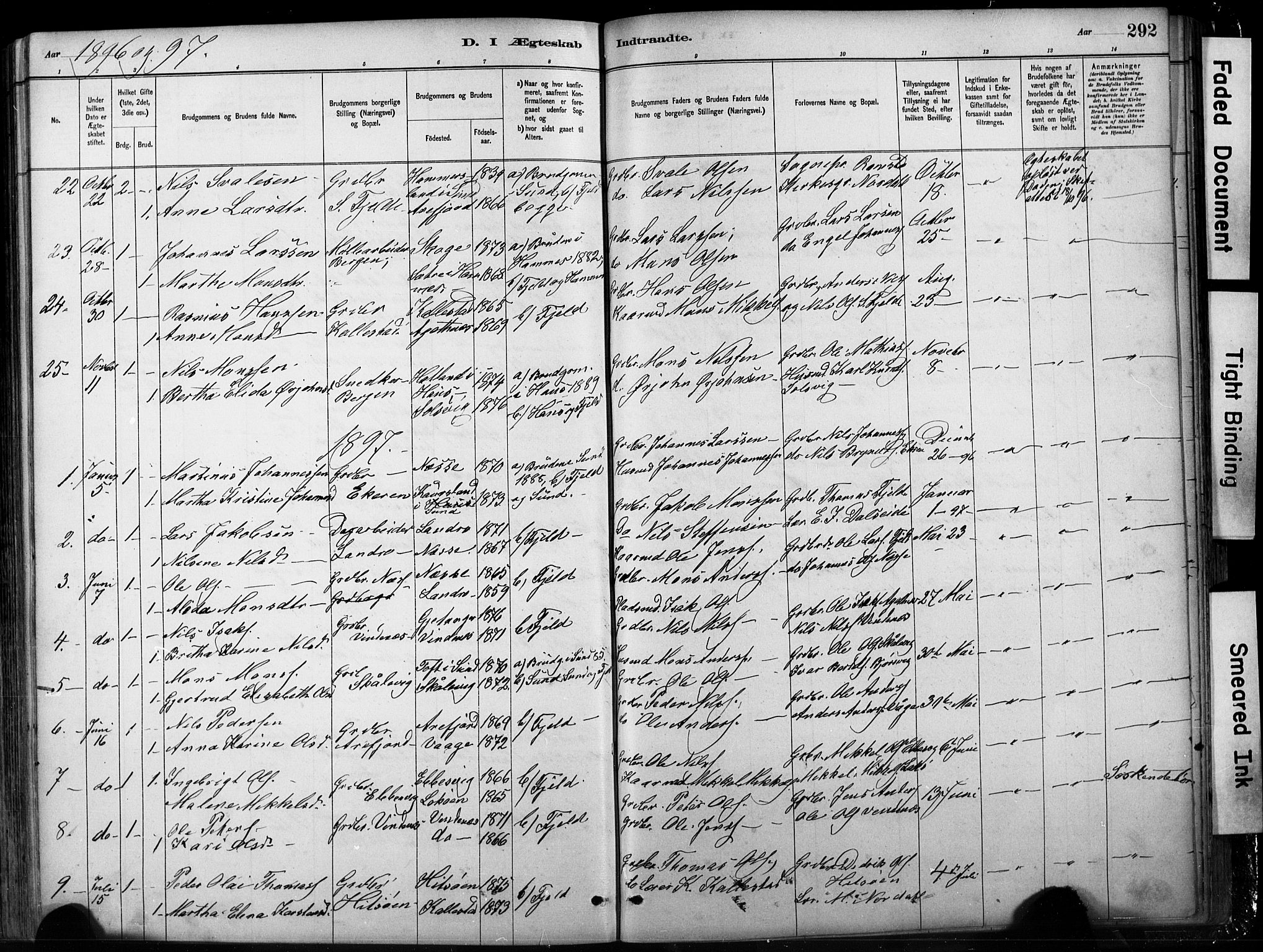 Fjell sokneprestembete, SAB/A-75301/H/Hab: Parish register (copy) no. A 4, 1880-1899, p. 292
