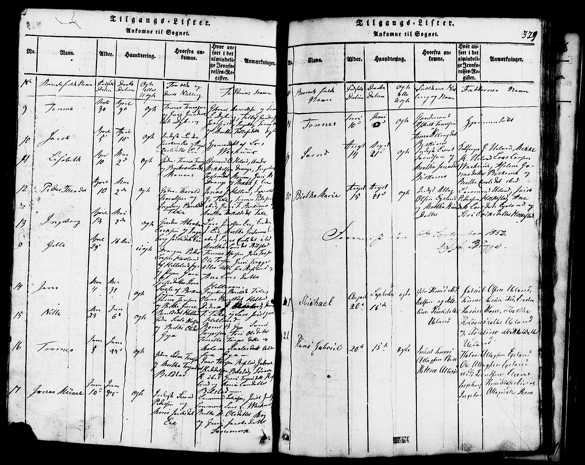 Lund sokneprestkontor, AV/SAST-A-101809/S07/L0001: Parish register (copy) no. B 1, 1815-1853, p. 329