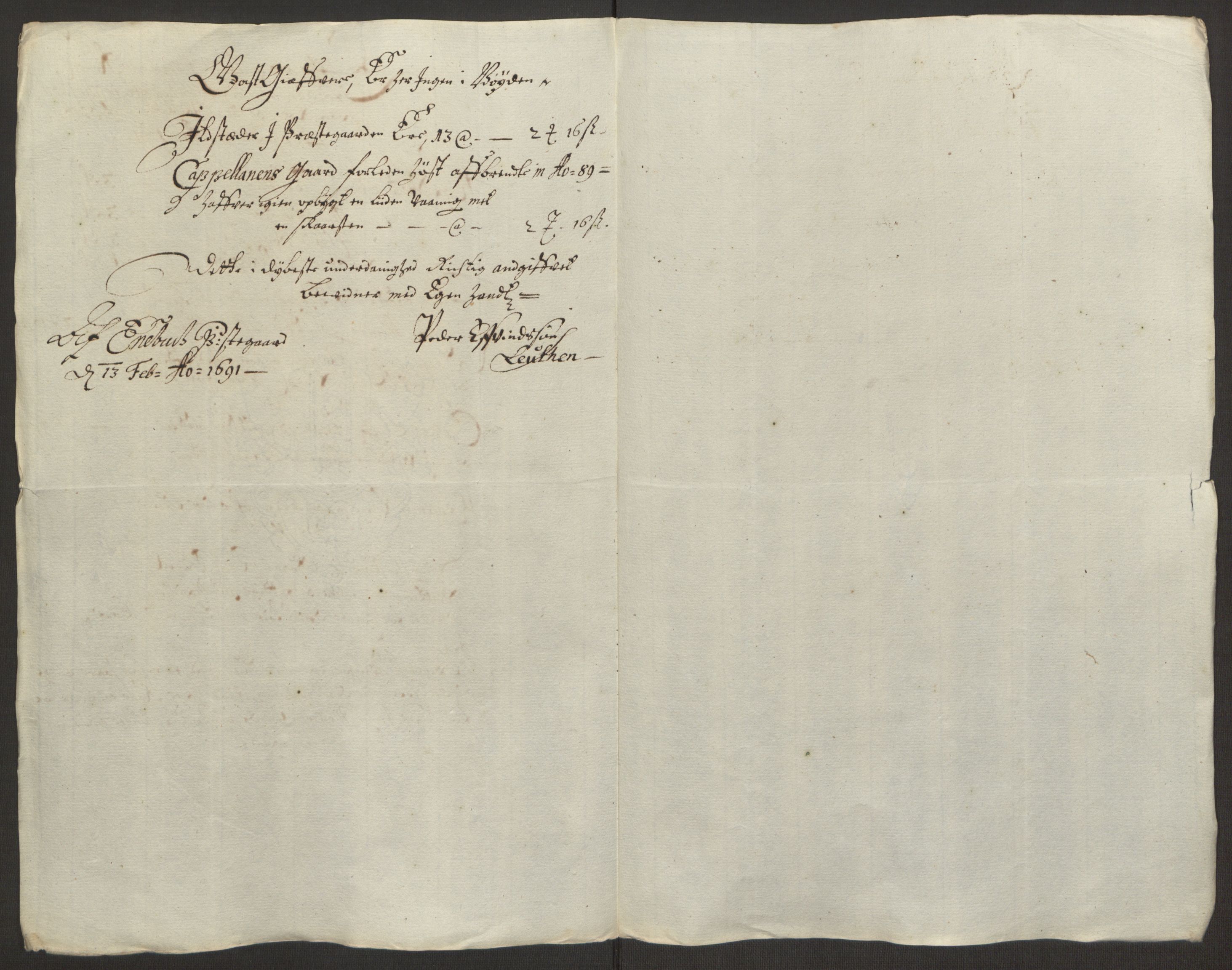 Rentekammeret inntil 1814, Reviderte regnskaper, Fogderegnskap, AV/RA-EA-4092/R11/L0575: Fogderegnskap Nedre Romerike, 1691, p. 163