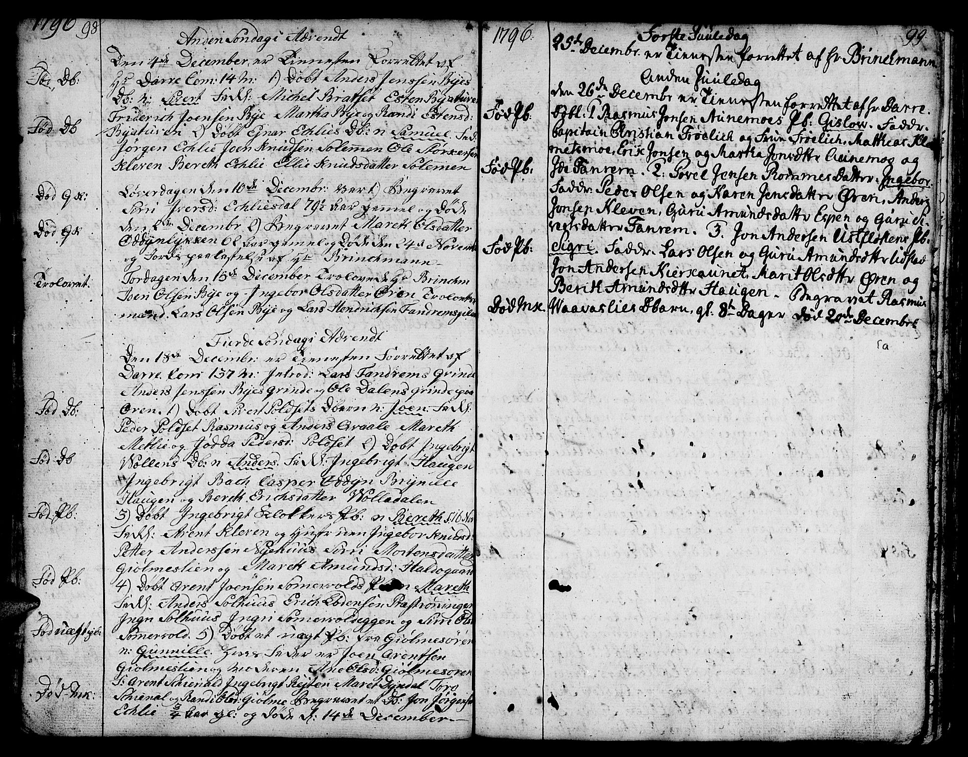 Ministerialprotokoller, klokkerbøker og fødselsregistre - Sør-Trøndelag, AV/SAT-A-1456/668/L0815: Parish register (copy) no. 668C04, 1791-1815, p. 98-99