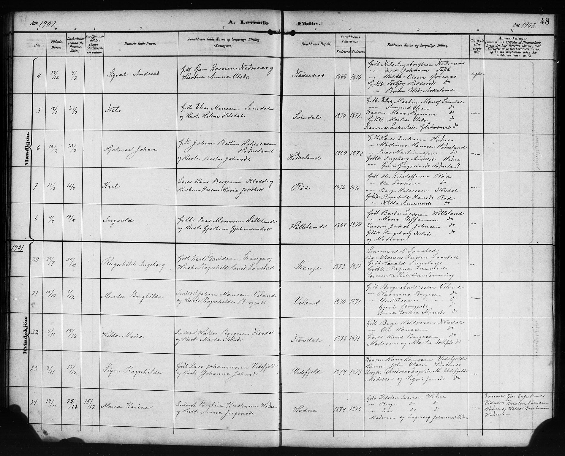 Lindås Sokneprestembete, SAB/A-76701/H/Hab: Parish register (copy) no. E 3, 1892-1905, p. 48