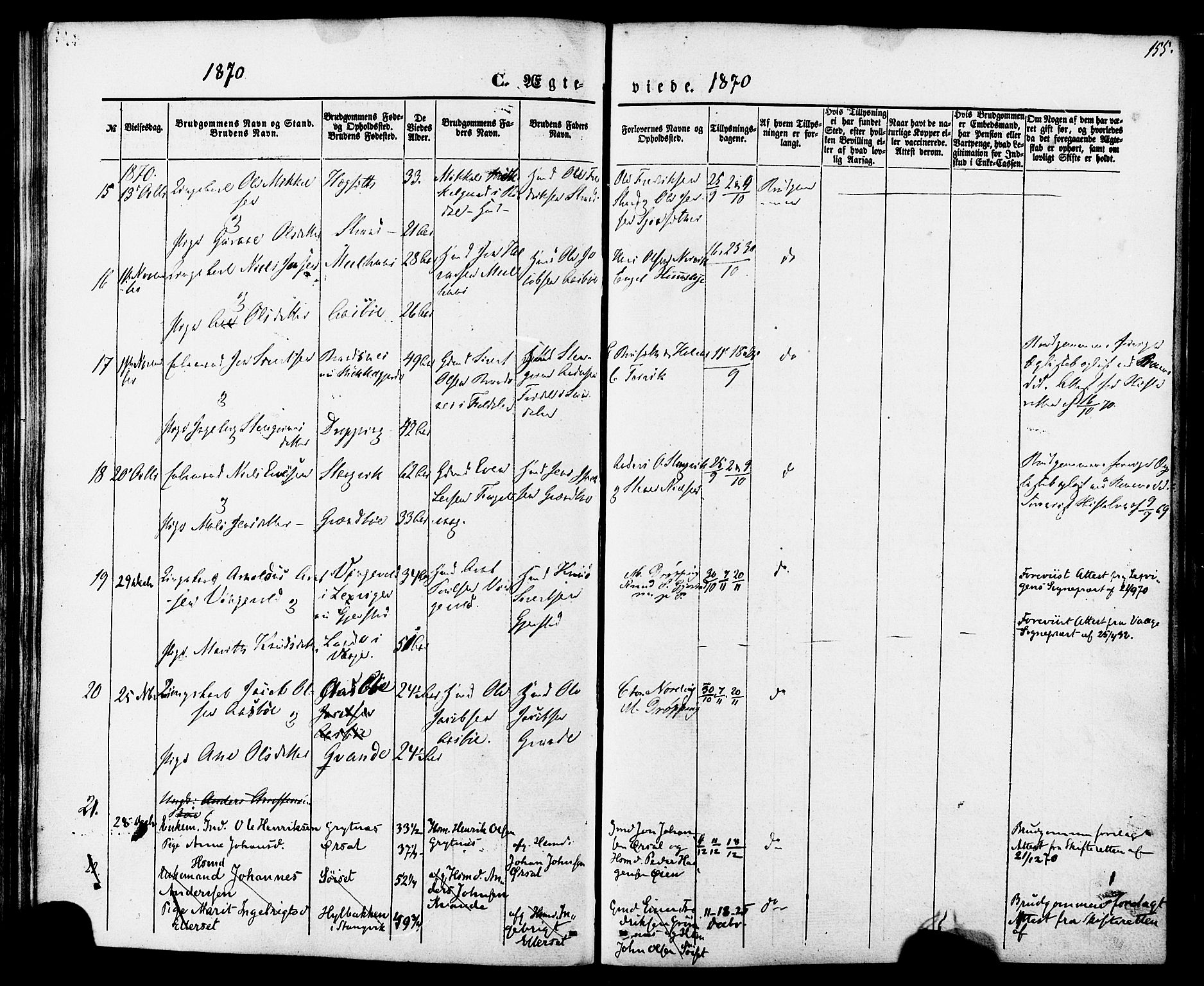 Ministerialprotokoller, klokkerbøker og fødselsregistre - Møre og Romsdal, AV/SAT-A-1454/592/L1027: Parish register (official) no. 592A05, 1865-1878, p. 155