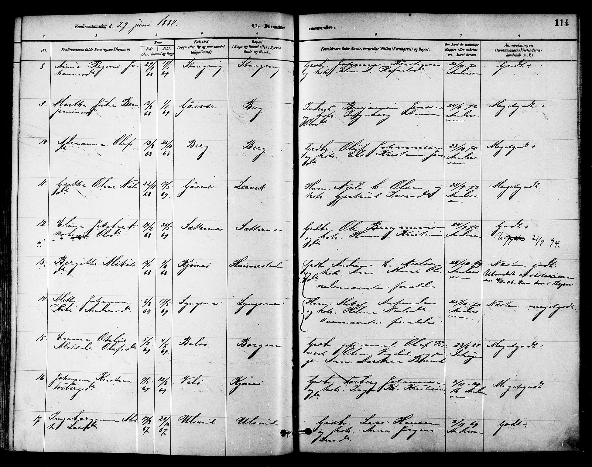 Ministerialprotokoller, klokkerbøker og fødselsregistre - Nord-Trøndelag, AV/SAT-A-1458/786/L0686: Parish register (official) no. 786A02, 1880-1887, p. 114