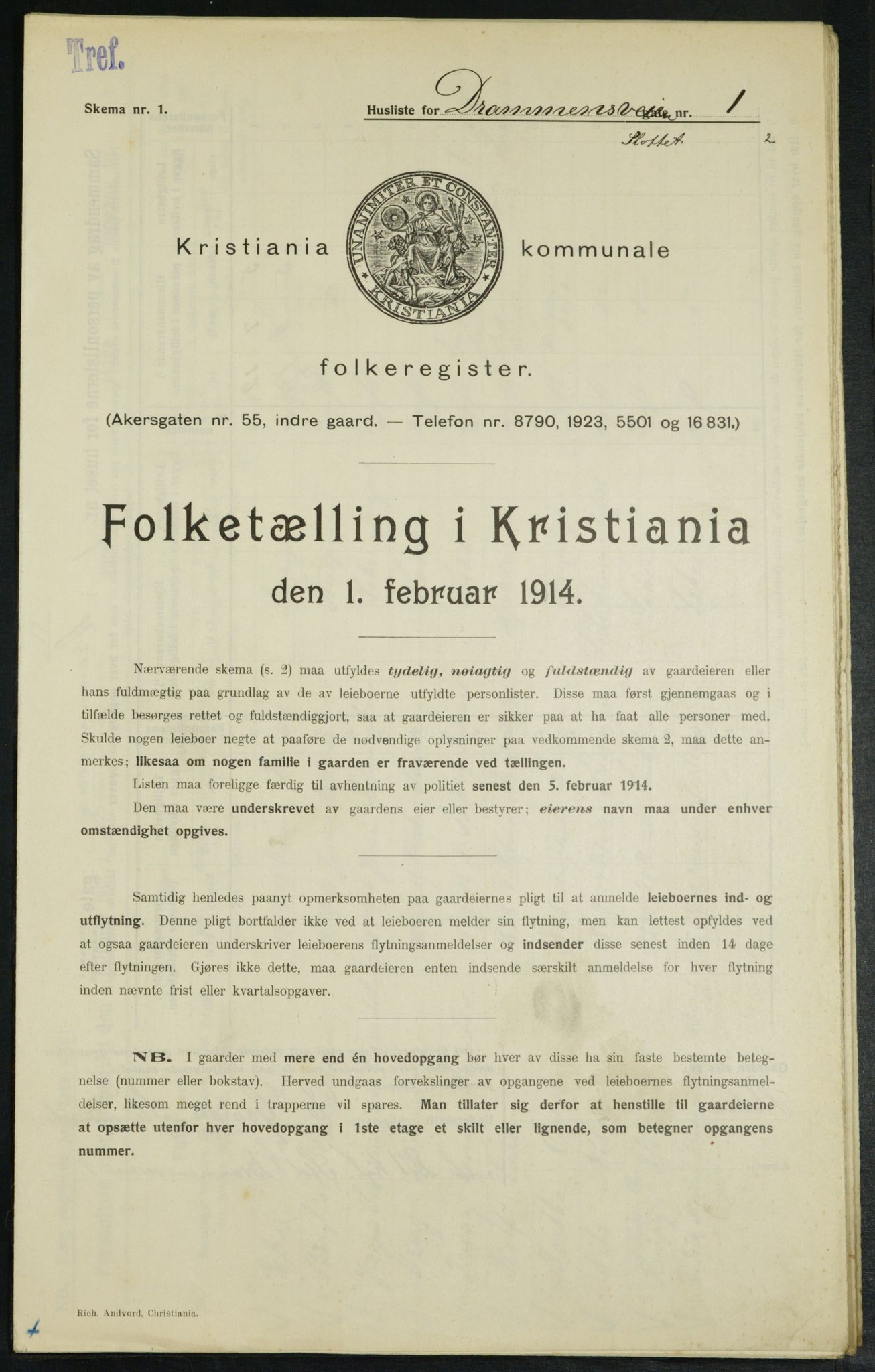 OBA, Municipal Census 1914 for Kristiania, 1914, p. 16401