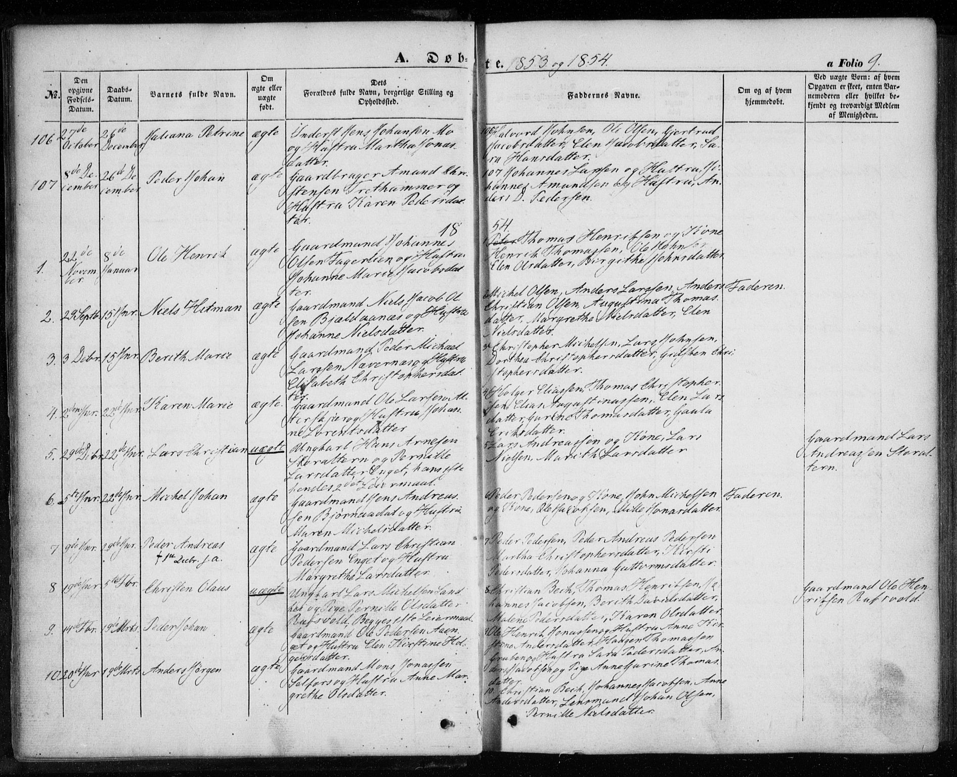 Ministerialprotokoller, klokkerbøker og fødselsregistre - Nordland, SAT/A-1459/827/L0392: Parish register (official) no. 827A04, 1853-1866, p. 9