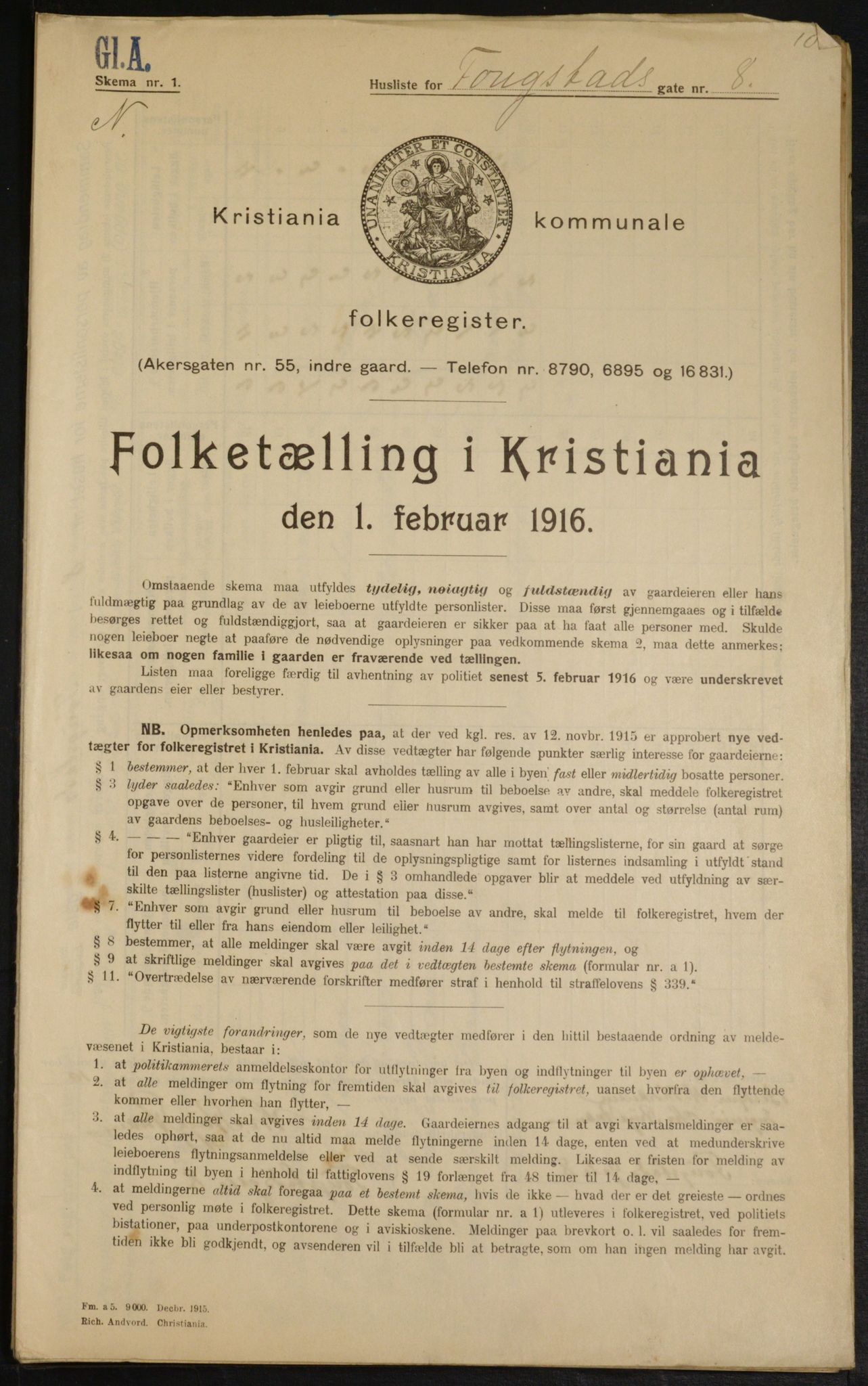 OBA, Municipal Census 1916 for Kristiania, 1916, p. 25688