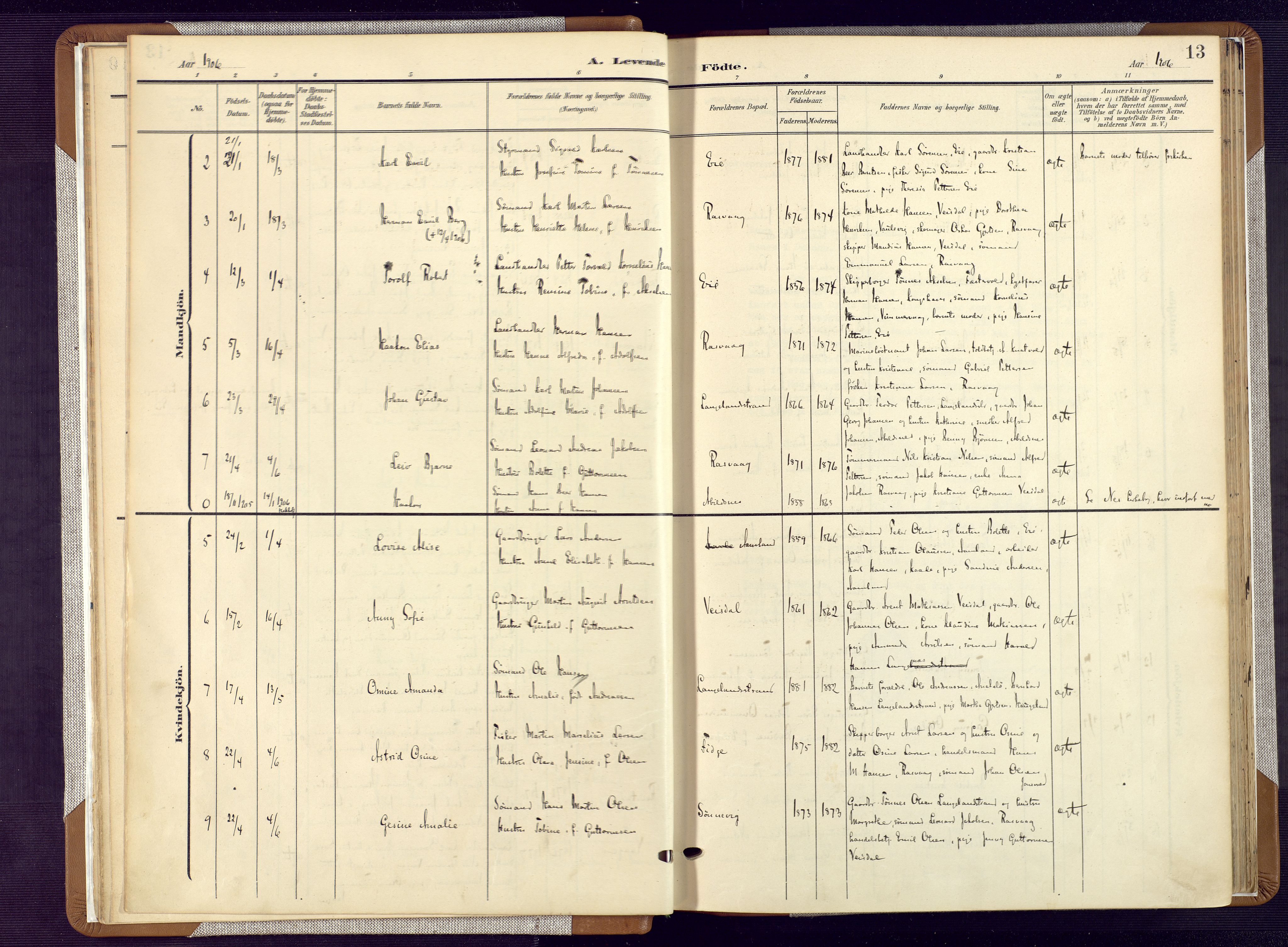 Flekkefjord sokneprestkontor, AV/SAK-1111-0012/F/Fa/Fab/L0007: Parish register (official) no. A 7, 1902-1921, p. 13