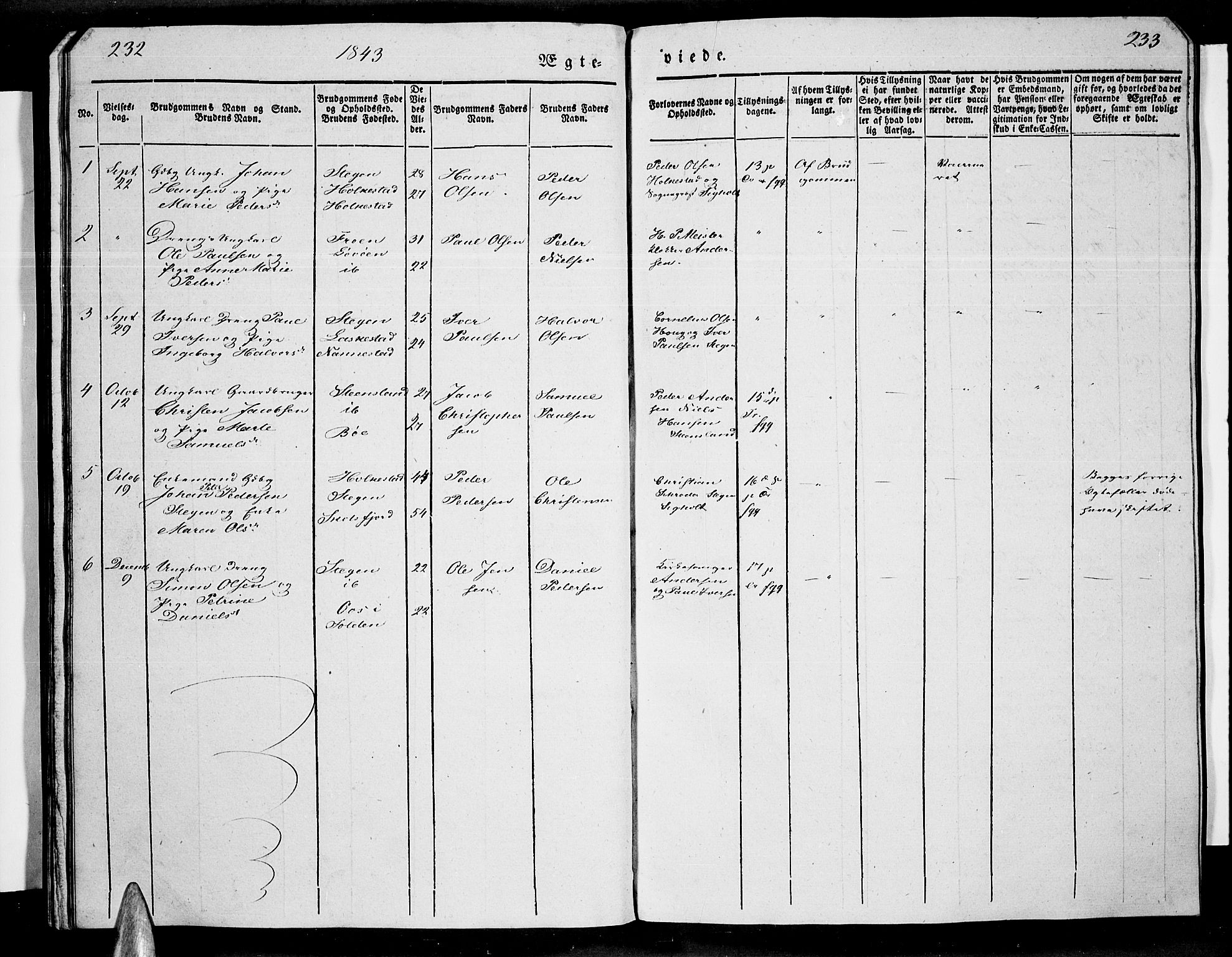 Ministerialprotokoller, klokkerbøker og fødselsregistre - Nordland, AV/SAT-A-1459/855/L0813: Parish register (copy) no. 855C02, 1836-1850, p. 232-233