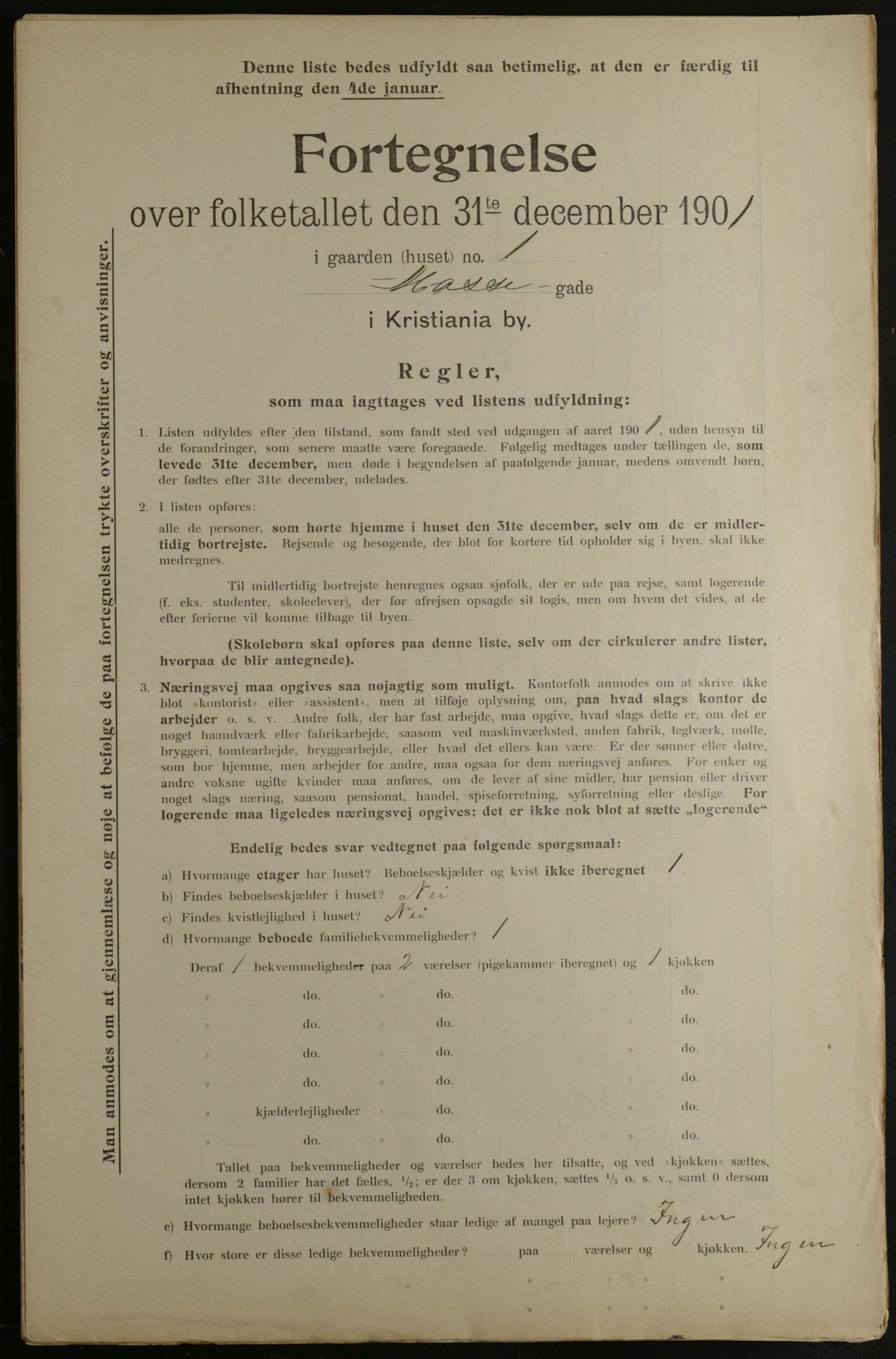 OBA, Municipal Census 1901 for Kristiania, 1901, p. 10091