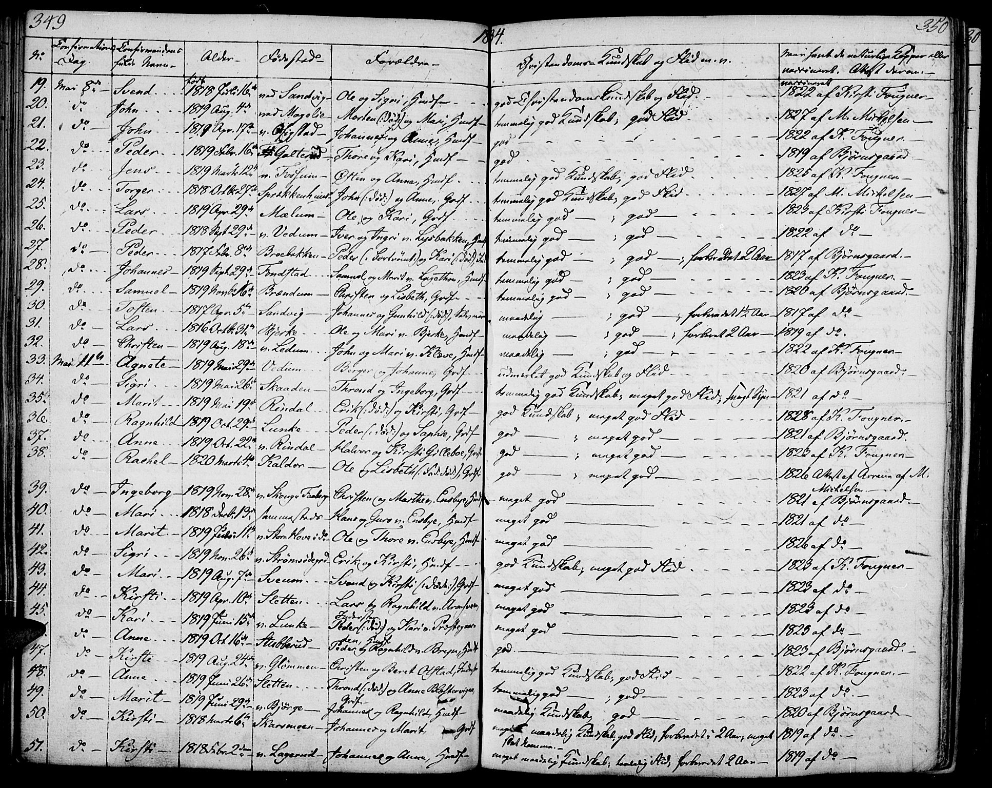 Øyer prestekontor, AV/SAH-PREST-084/H/Ha/Haa/L0004: Parish register (official) no. 4, 1824-1841, p. 349-350