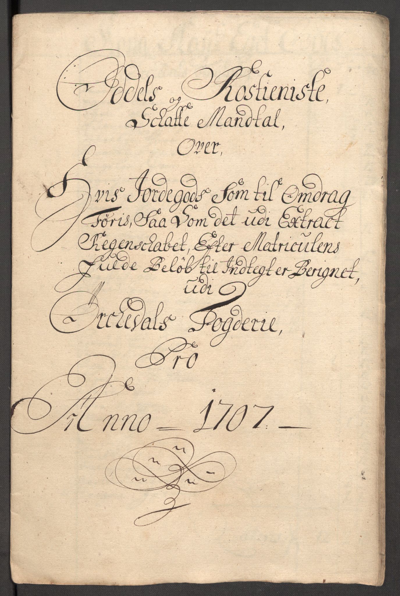 Rentekammeret inntil 1814, Reviderte regnskaper, Fogderegnskap, AV/RA-EA-4092/R60/L3957: Fogderegnskap Orkdal og Gauldal, 1707, p. 371