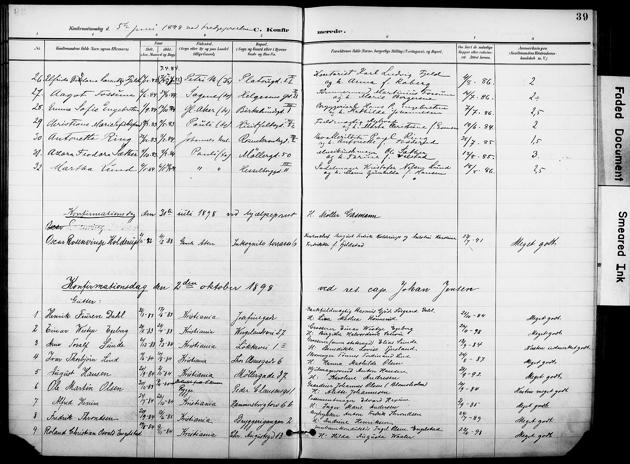 Trefoldighet prestekontor Kirkebøker, AV/SAO-A-10882/F/Fb/L0004: Parish register (official) no. II 4, 1896-1915, p. 39