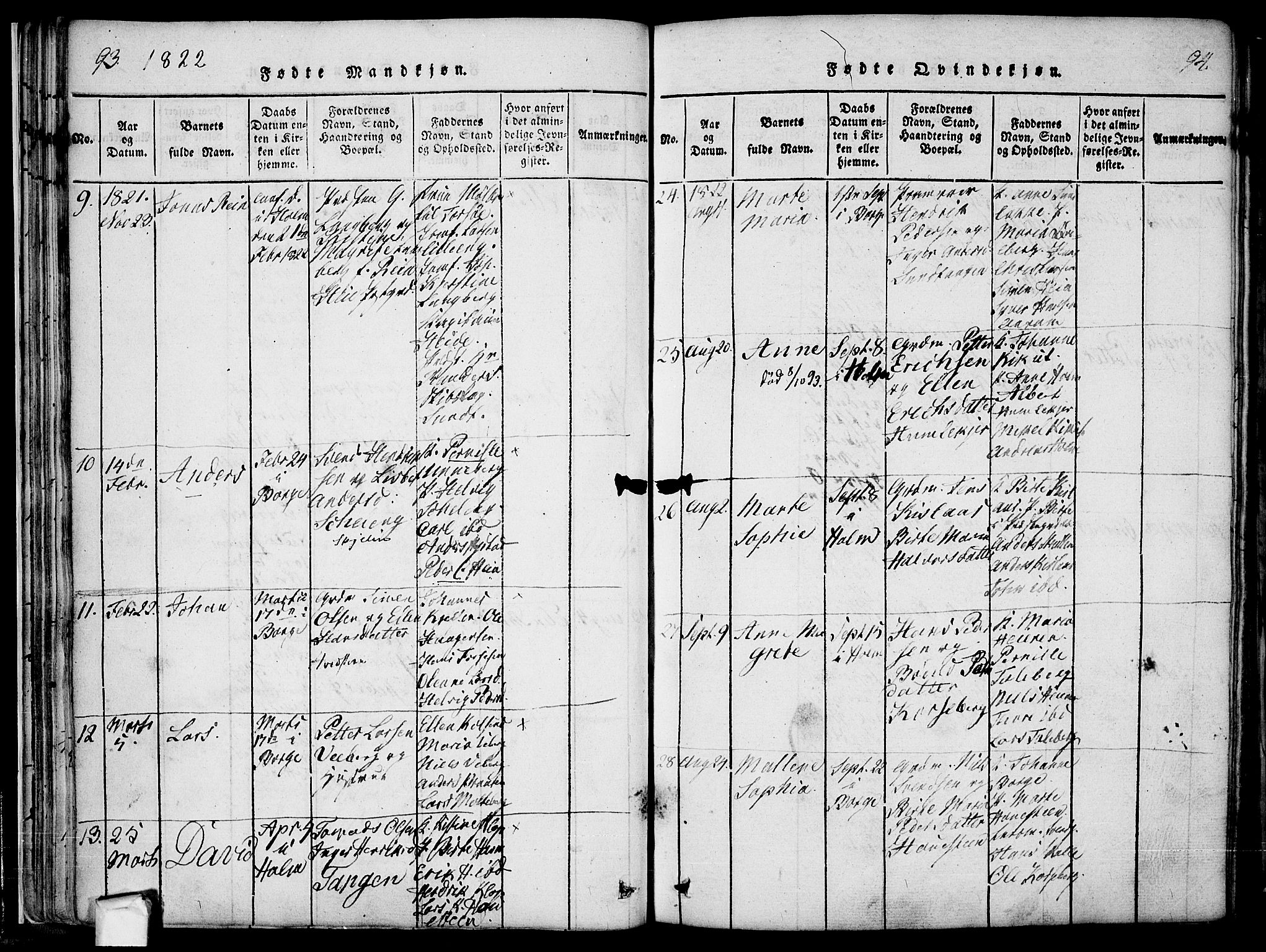 Borge prestekontor Kirkebøker, AV/SAO-A-10903/F/Fa/L0003: Parish register (official) no. I 3, 1815-1836, p. 93-94