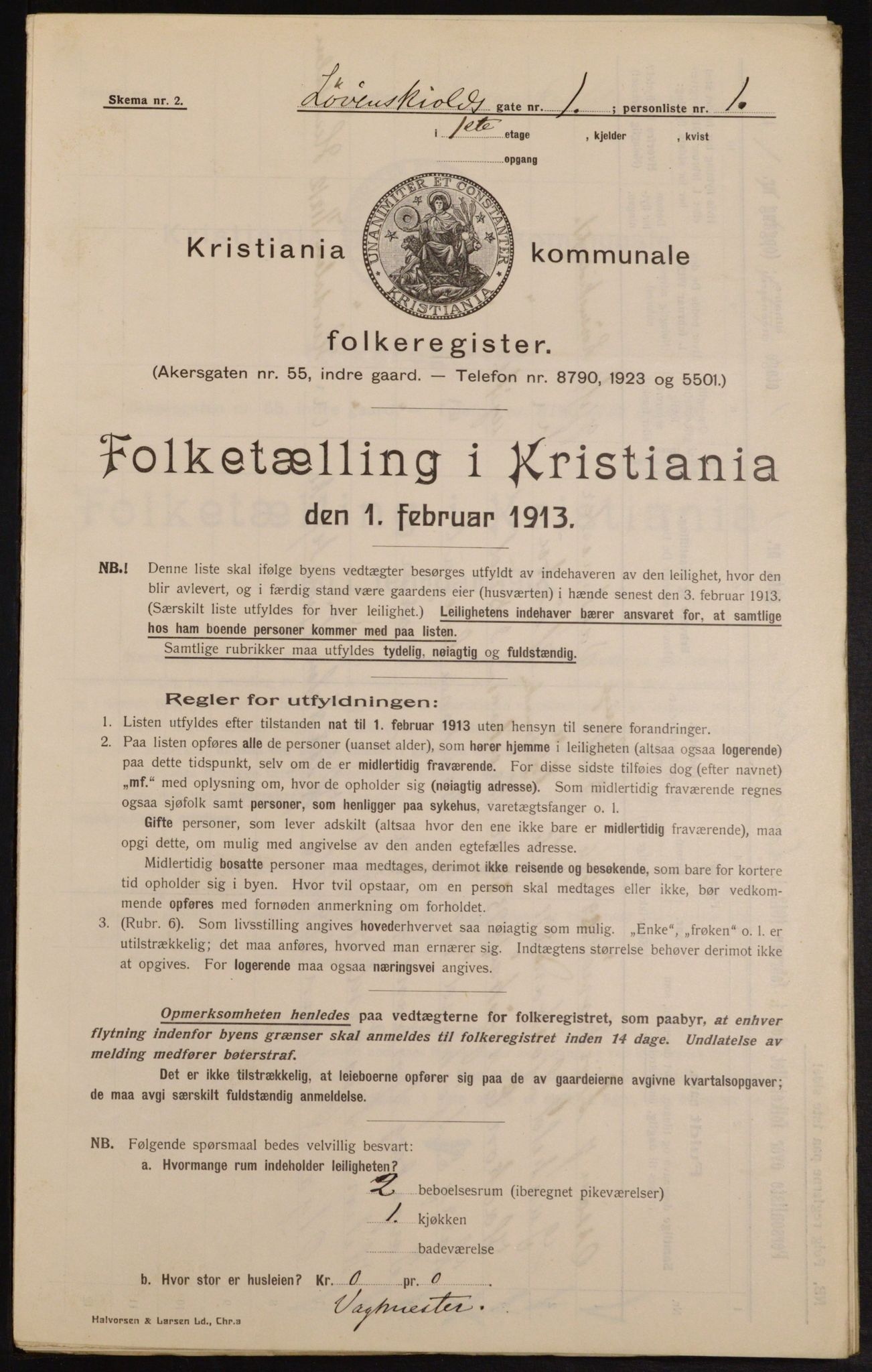 OBA, Municipal Census 1913 for Kristiania, 1913, p. 58580