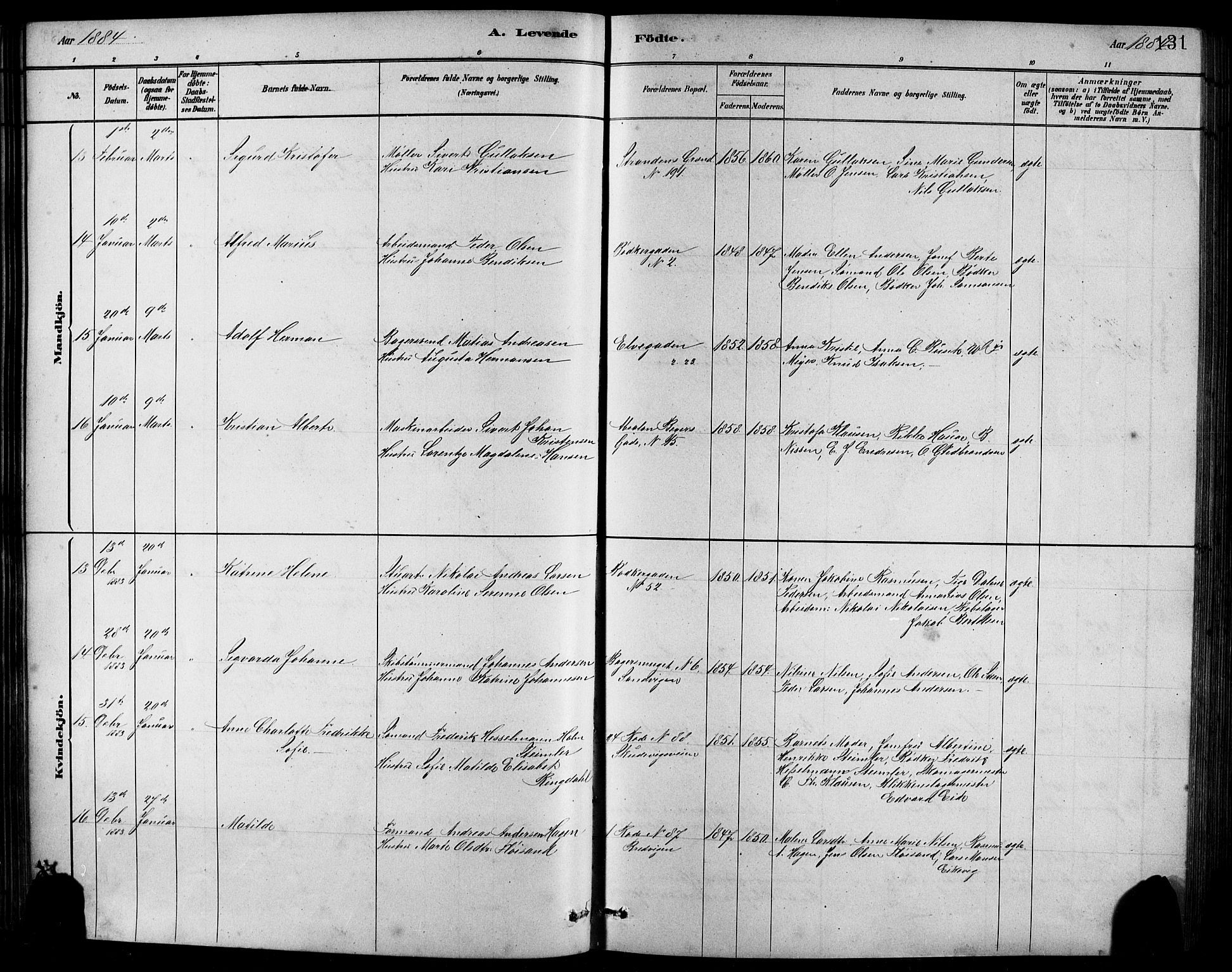 Sandviken Sokneprestembete, AV/SAB-A-77601/H/Hb/L0001: Parish register (copy) no. A 2, 1879-1892, p. 131